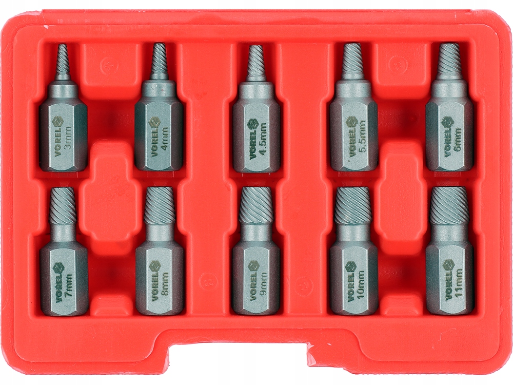 VOREL WYKRĘTAKI DO USZKODZONYCH ŚRUB WEWNĘTRZNYCH HEX TORX SPLINE 10EL
