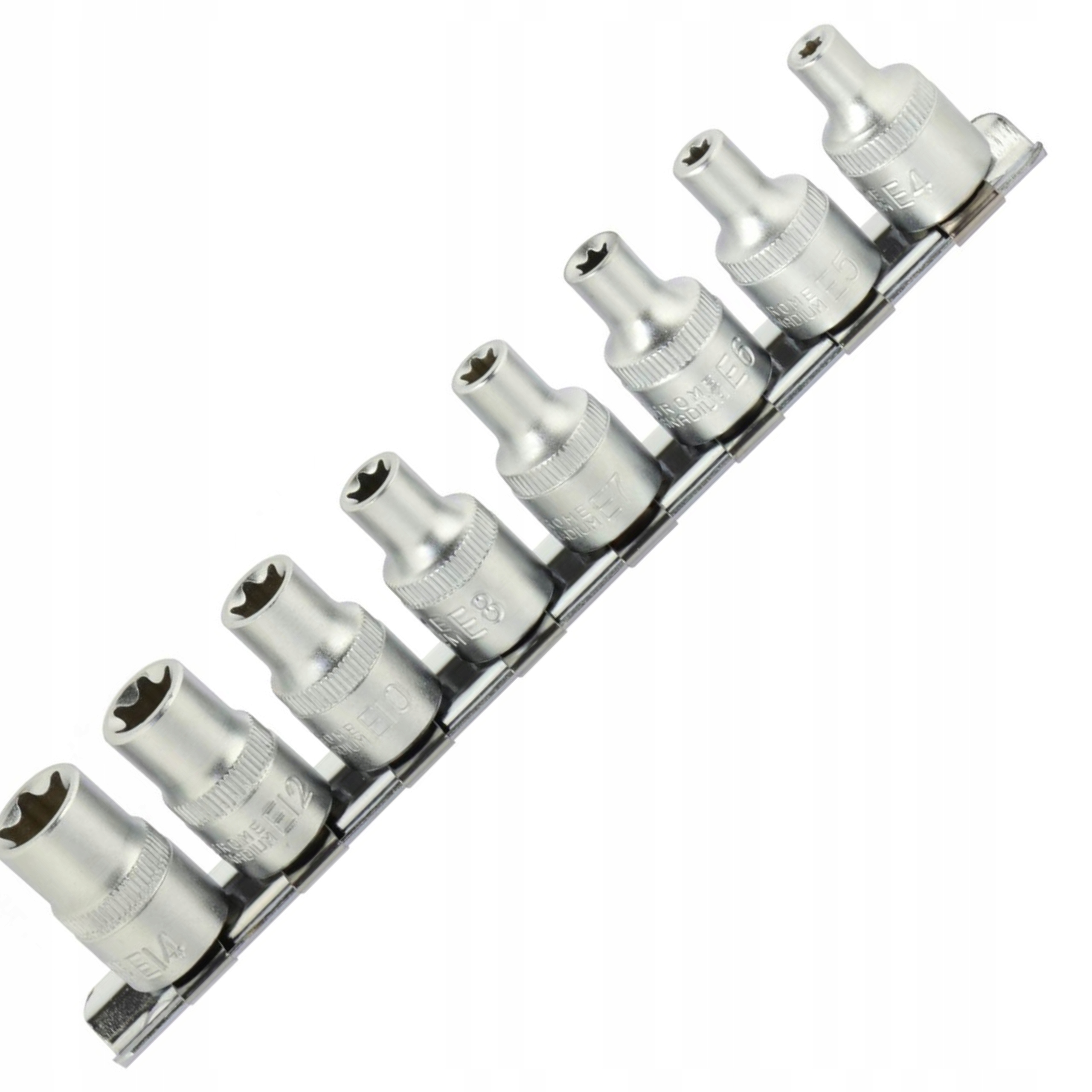 GEKO KLUCZE NASADOWE ZESTAW 8EL. NASADEK TORX E4-14MM 3/8" STAL CRV G13530