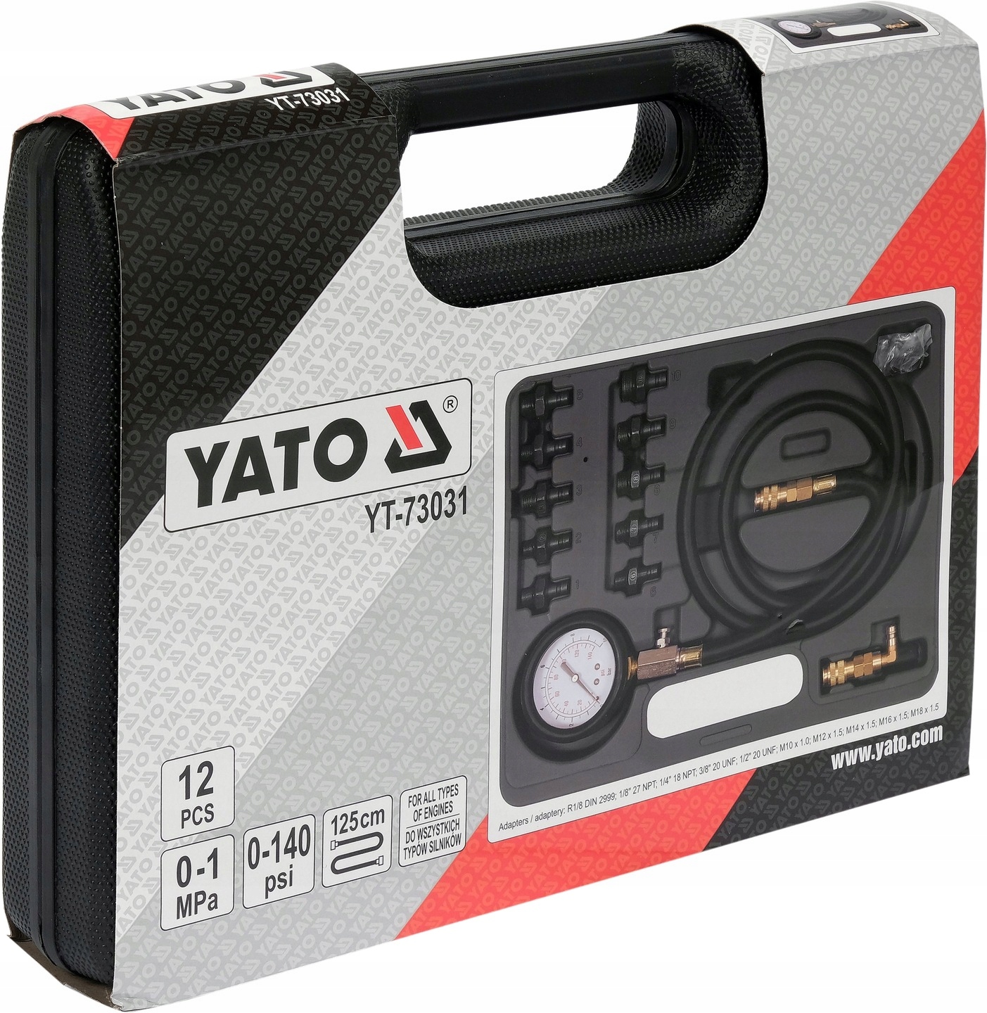 YATO MIERNIK CIŚNIENIA OLEJU 0-140 PSI 12 SZTUK PRÓBNIK TESTER YT-73031