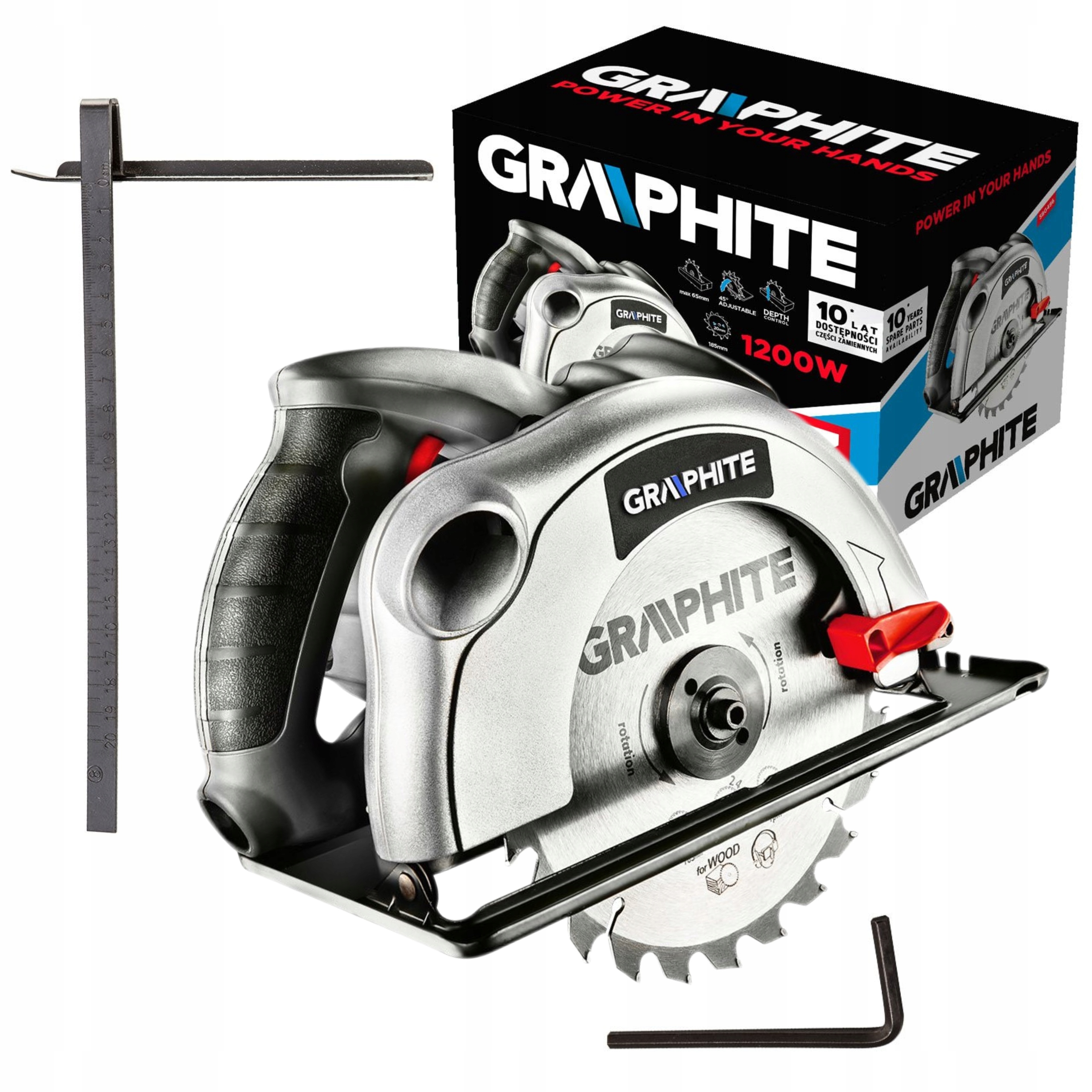 GRAPHITE PIŁA PILARKA TARCZOWA ELEKTRYCZNA 1200W TARCZA 185mm x 20mm 58G486