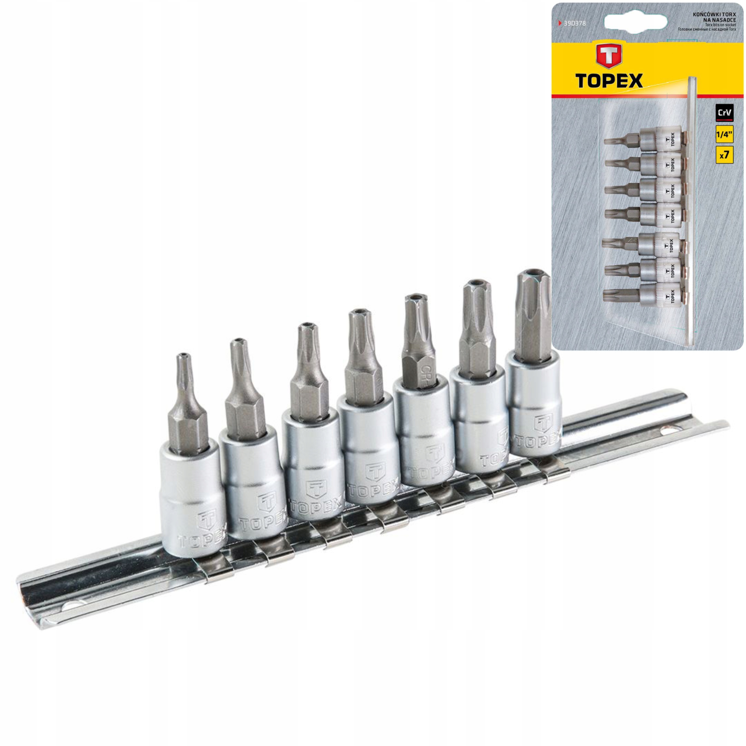 KOŃCÓWKI TORX NA NASADCE 35 MM 7 SZT. TOPEX 39D378
