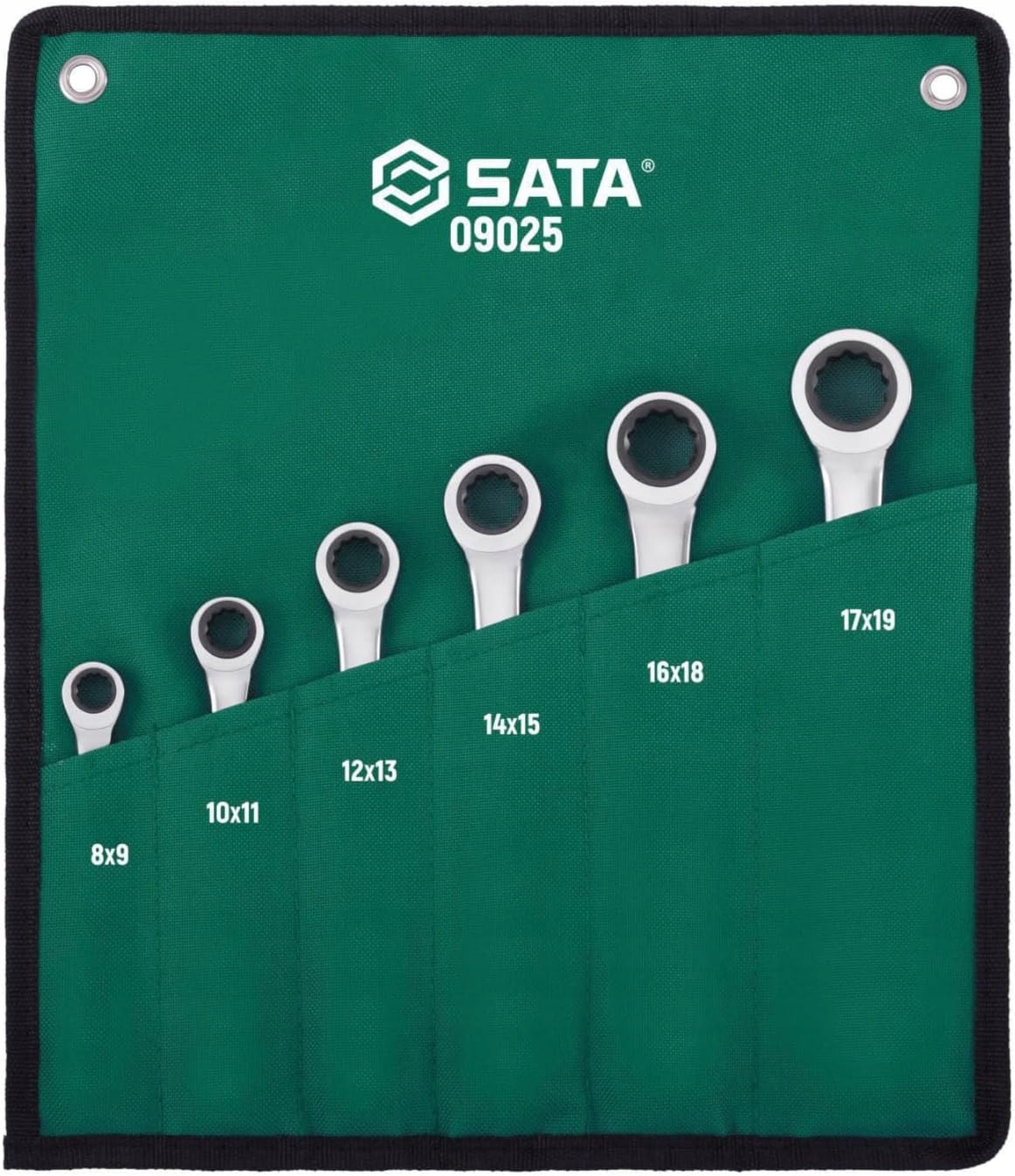 SATA ZESTAW 6 KLUCZY OCZKOWYCH DWUSTRONNYCH Z GRZECHOTKĄ ST09025SJ