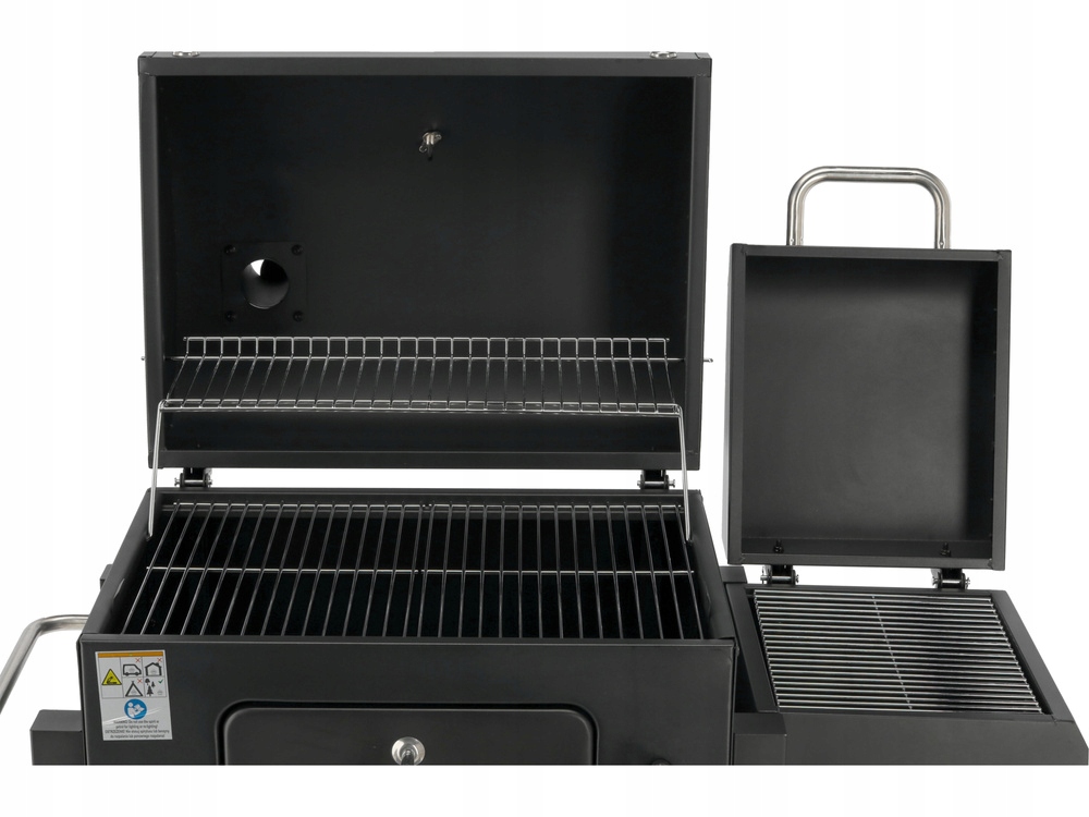 GRILL WĘGLOWY OGRODOWY REGULOWANY RUSZT DELUXE POKRYWA LUND Z WĘDZARNIĄ