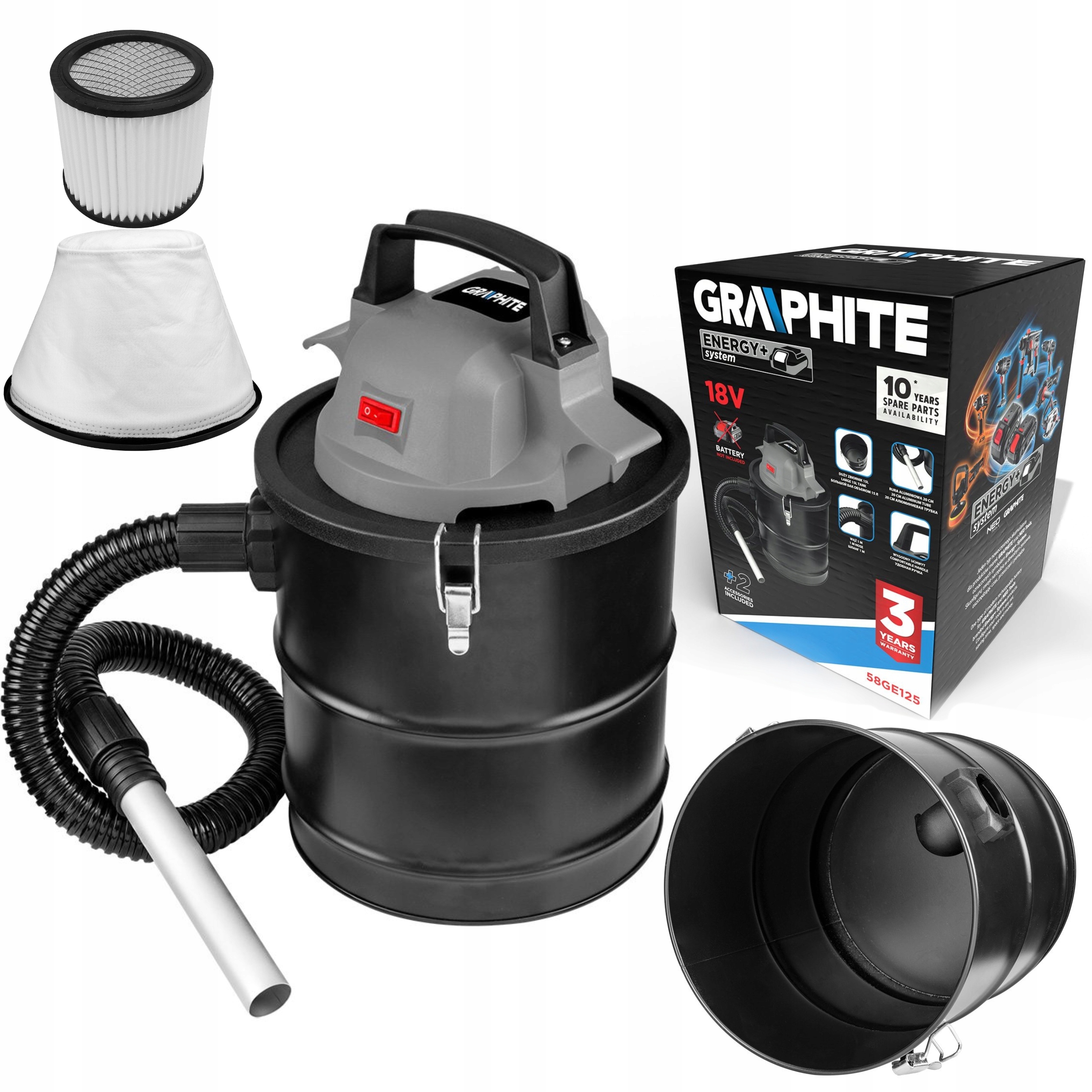 GRAPHITE ODKURZACZ DO POPIOŁU SEPARATOR 18V 15L