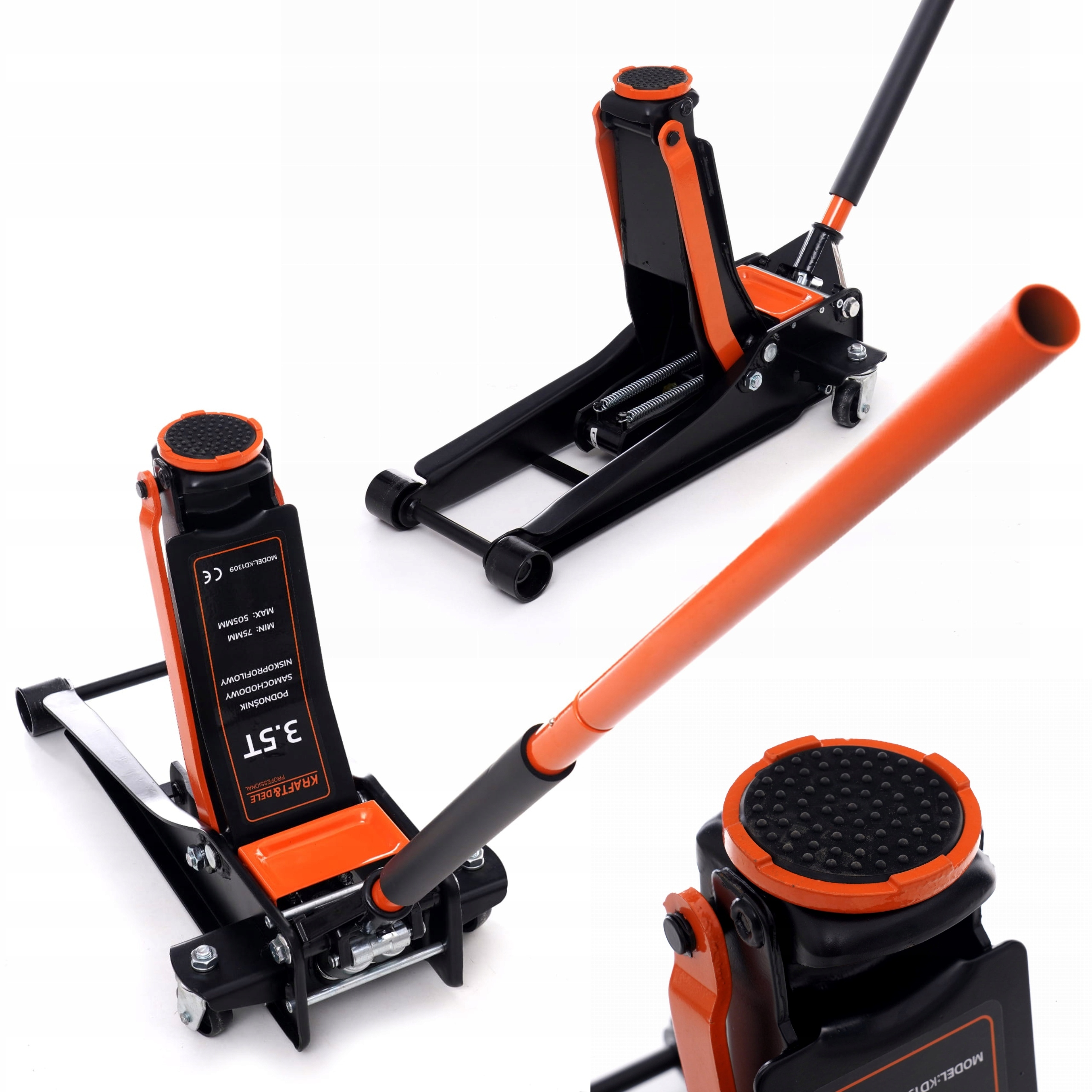 KRAFT&DELE PODNOŚNIK NISKOPROFILOWY 3,5T 3500kg 75-505mm SAMOCHODOWY KD1309