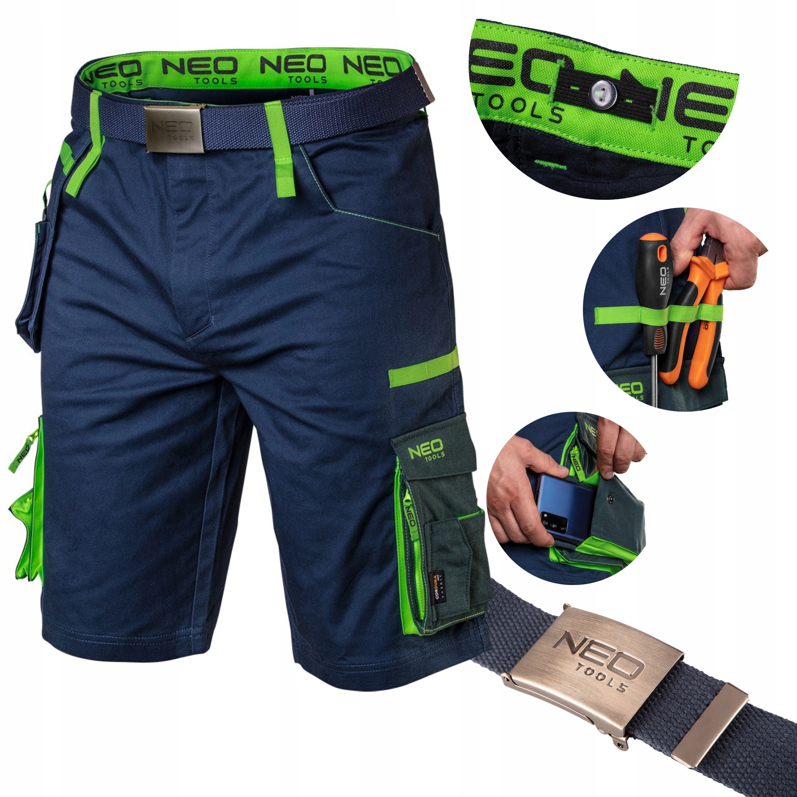 NEO 81-276 SPODENKI KRÓTKIE ROBOCZE SPODNIE PREMIUM BHP ROZMIAR 3XL + PASEK