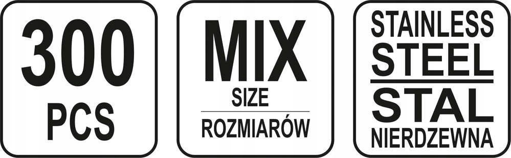 YATO NAKRĘTKI METRYCZNE NIERDZEWNE 300 SZT M3-M10