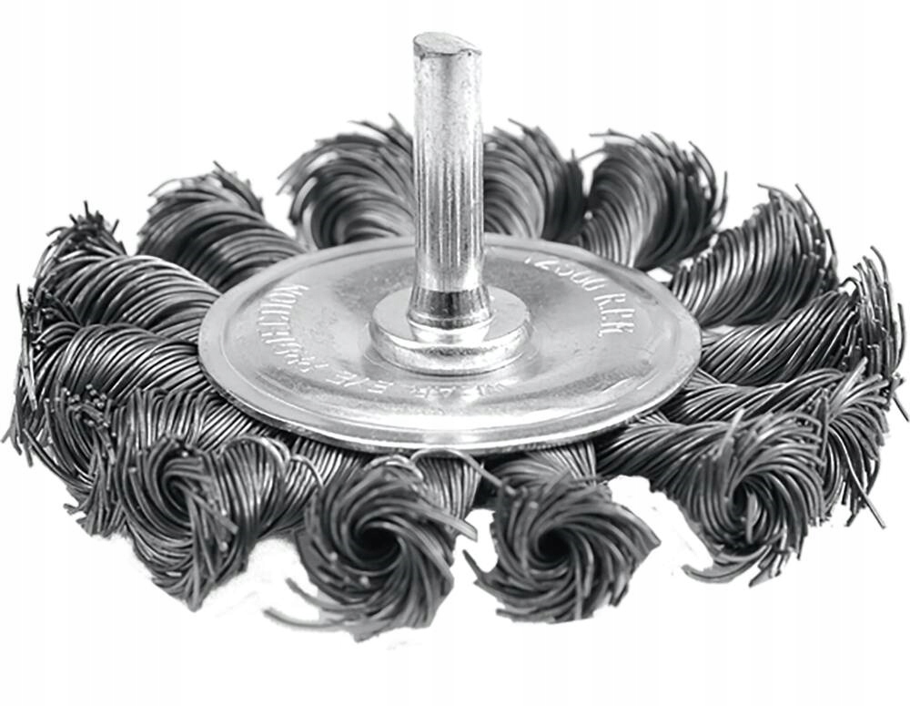 VOREL SZCZOTKA TARCZOWA Z TRZPIENIEM 75 MM, DRUT STALOWY SPLATANY 06993