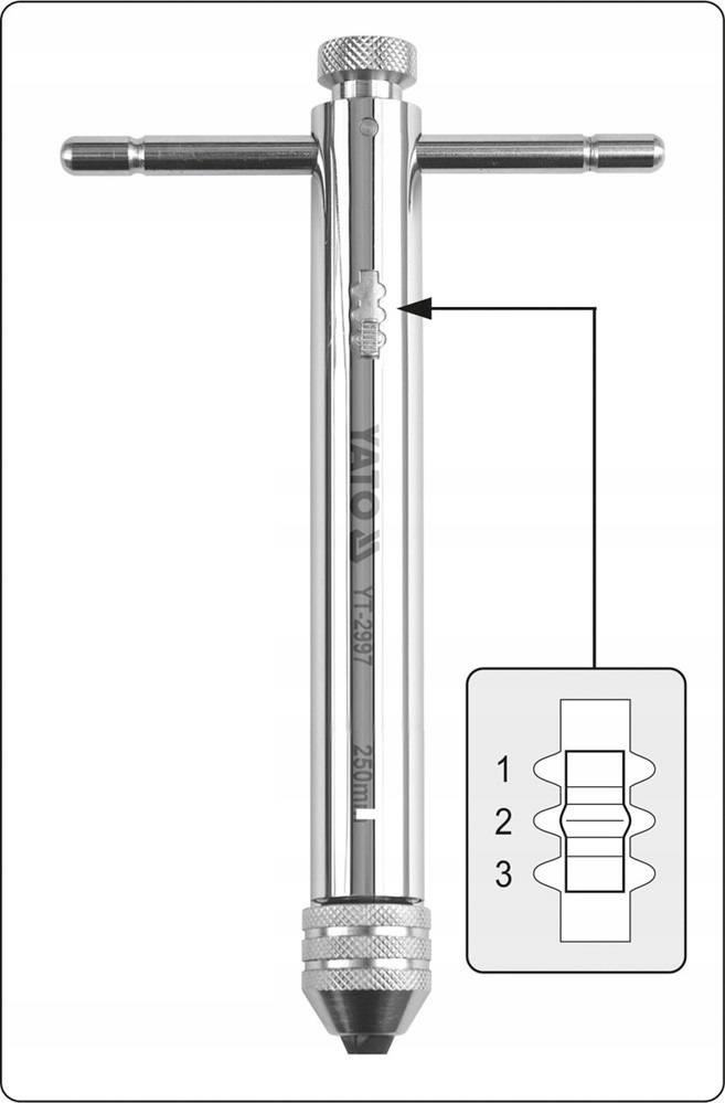 YATO GRZECHOTKA DO GWINTOWNIKA CHROMOWANE POKRĘTŁO M3-M10 250MM YT-2997