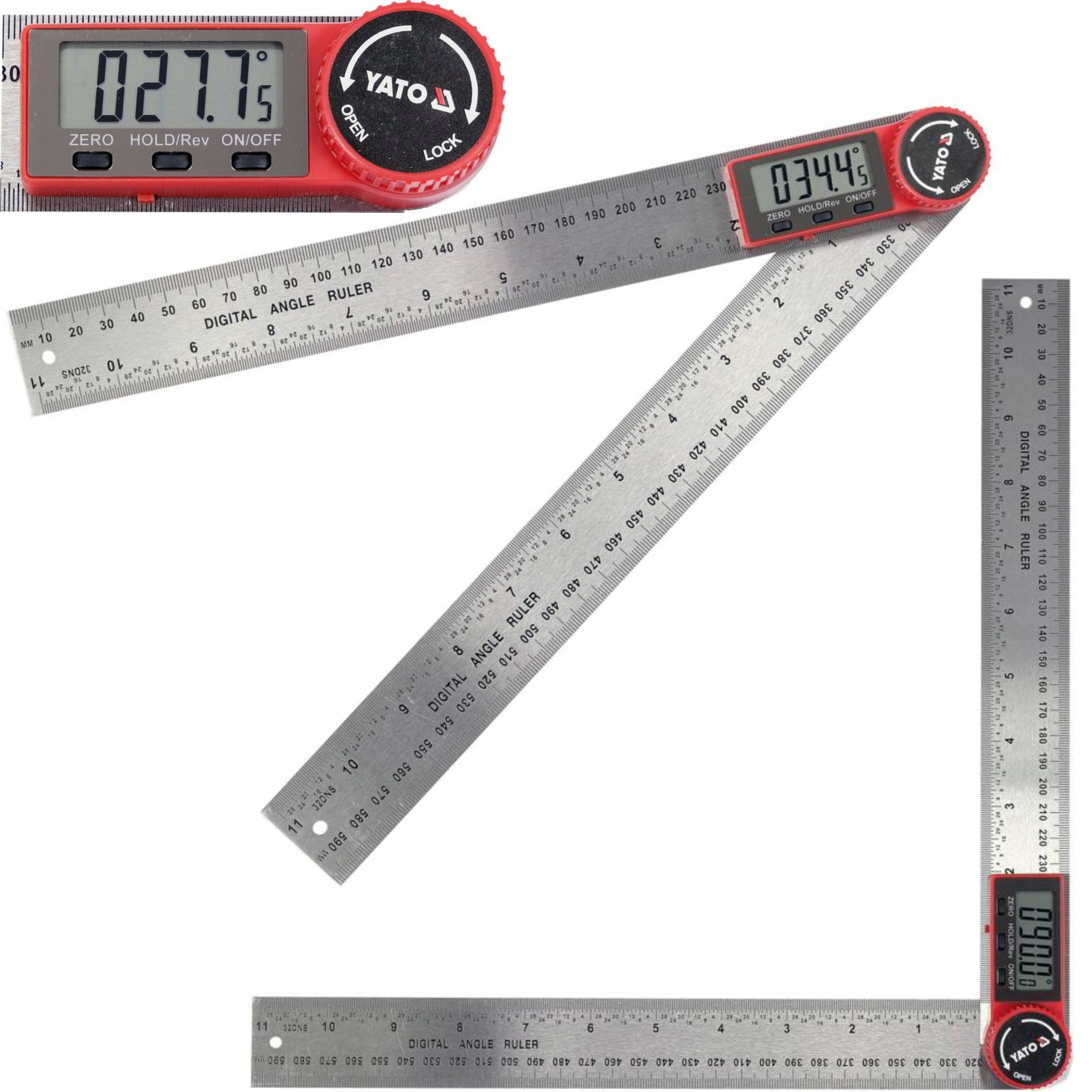 YATO KĄTOMIERZ ELEKTRONICZNY CYFROWY WYŚWIETLACZ LCD 300MM 360° YT-71004