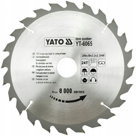 YATO TARCZA WIDIOWA ZĘBY Z WĘGLIKA WOLFRAMU DO DREWNA 200X24TX30 MM YT-6065