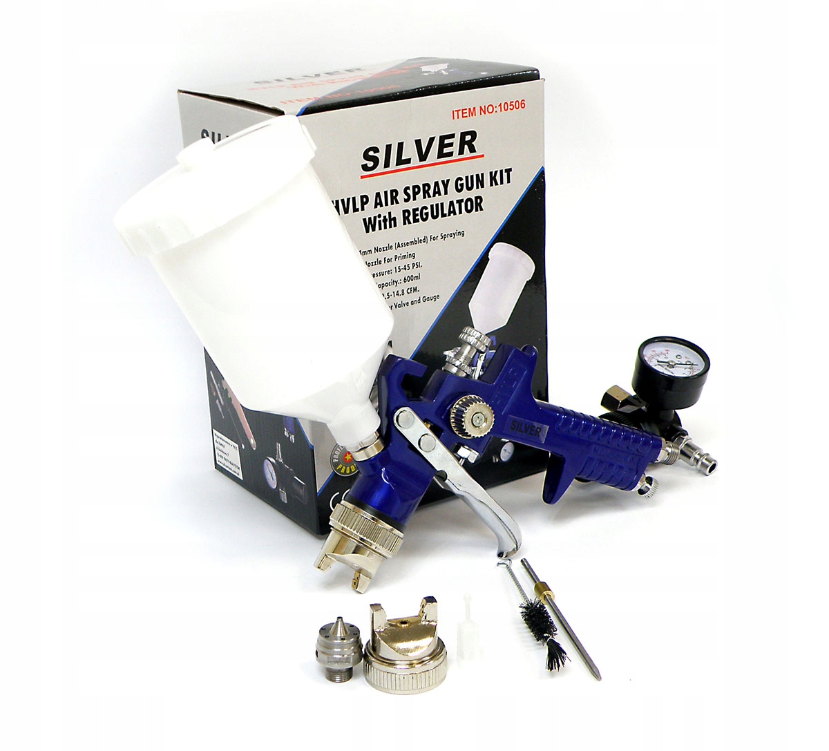 PISTOLET LAKIERNICZY HVLP 600ML FIRMY SILVER DYSZE: 1.4 + 1.7MM+ REDUKTOR