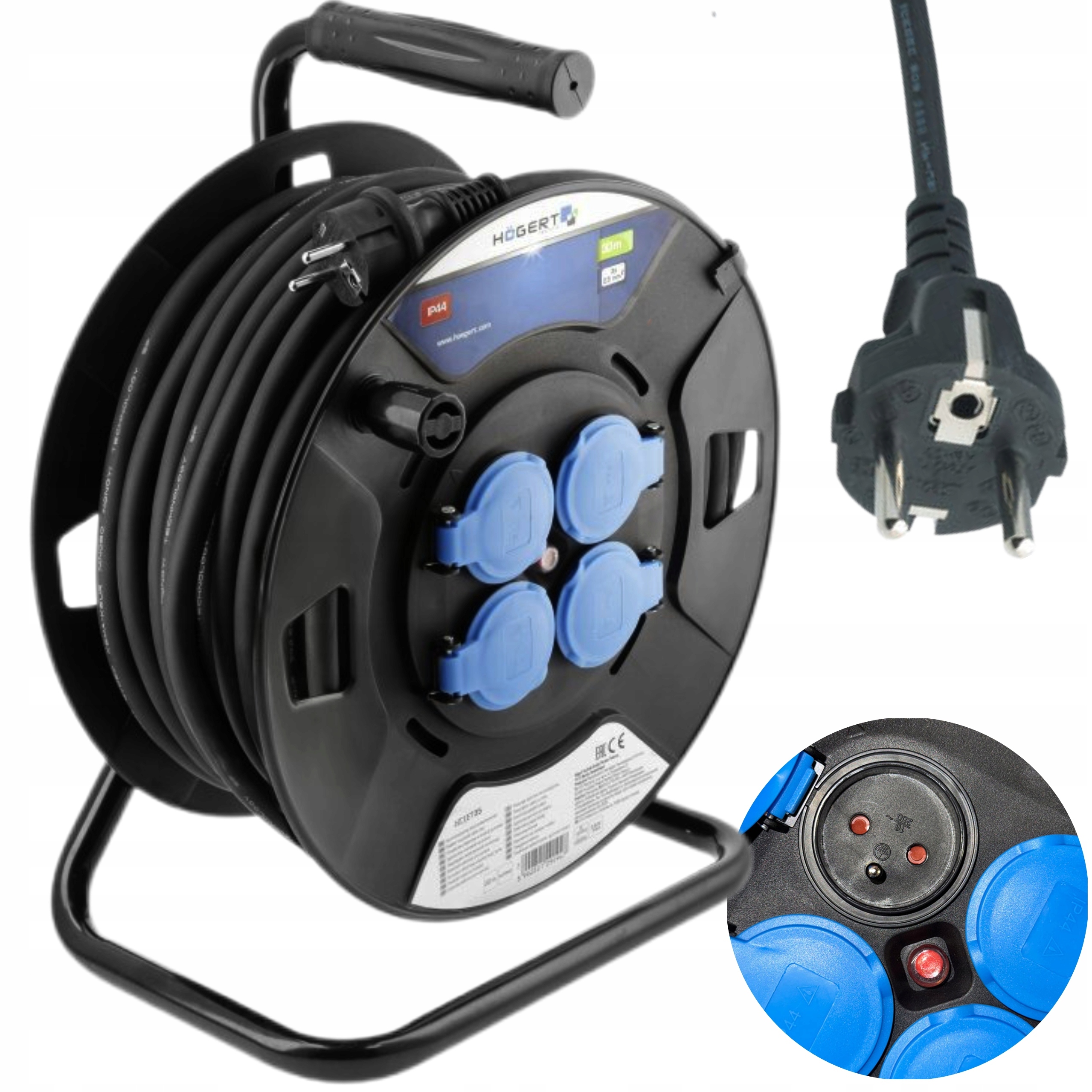 HOGERT PRZEDŁUŻACZ BĘBNOWY W IZOLACJI GUMOWEJ 30M 3X2,5MM HT1E735