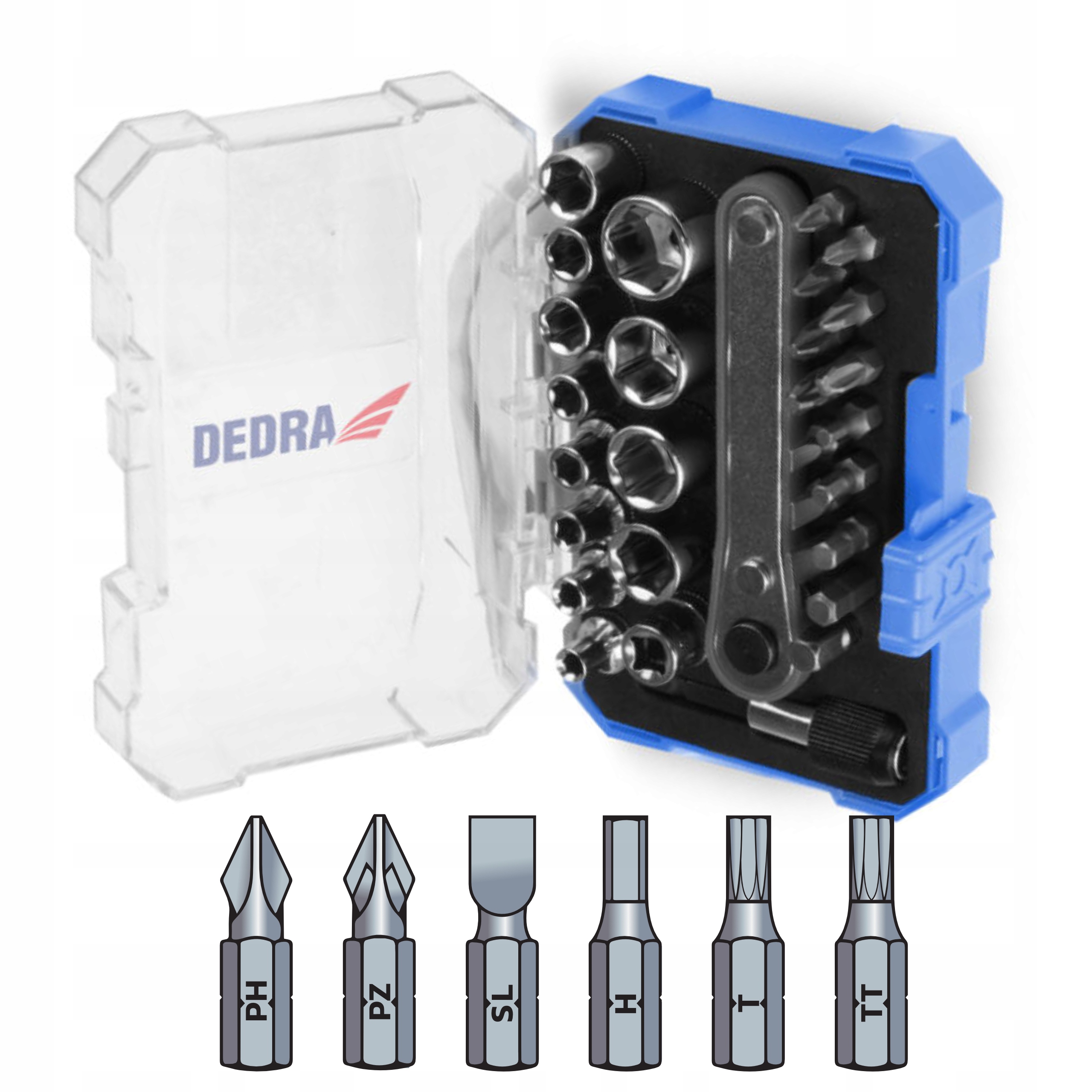 DEDRA ZESTAW KOŃCÓWEK WKRĘTAKOWYCH 30EL 1/4" 25mm BITY TORX 18A11S030