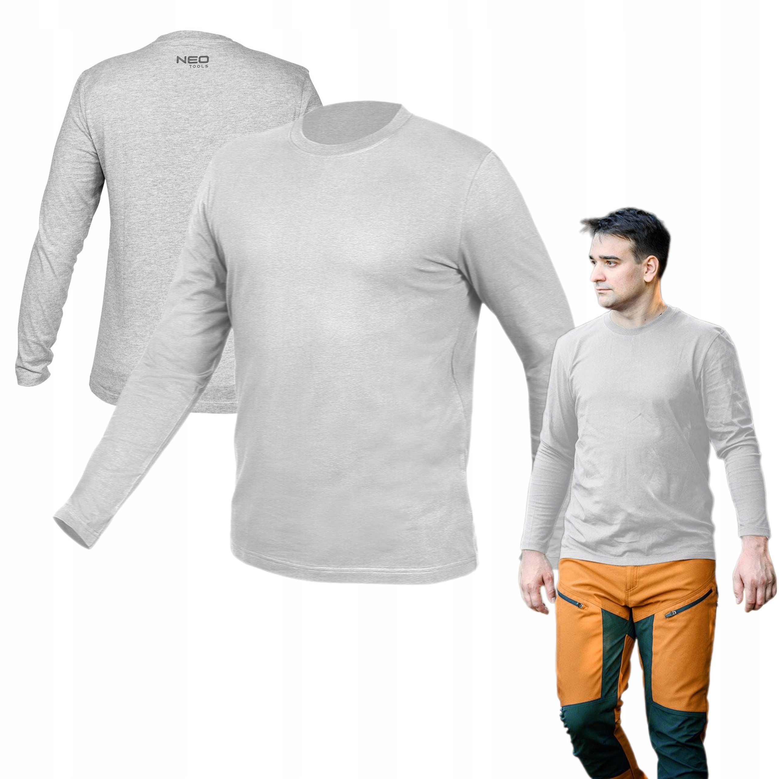 NEO KOSZULKA DŁUGI RĘKAW SZARA BAWEŁNIANA Longsleeve CE 81-690 ROZMIAR XXL