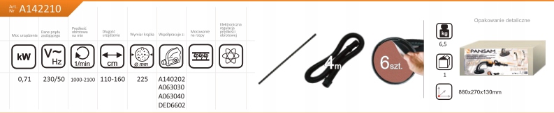 PANSAM SZLIFIERKA ŻYRAFA DO GIPSU GŁADZI ŚCIAN TYNKÓW ZACIERACZKA 710W