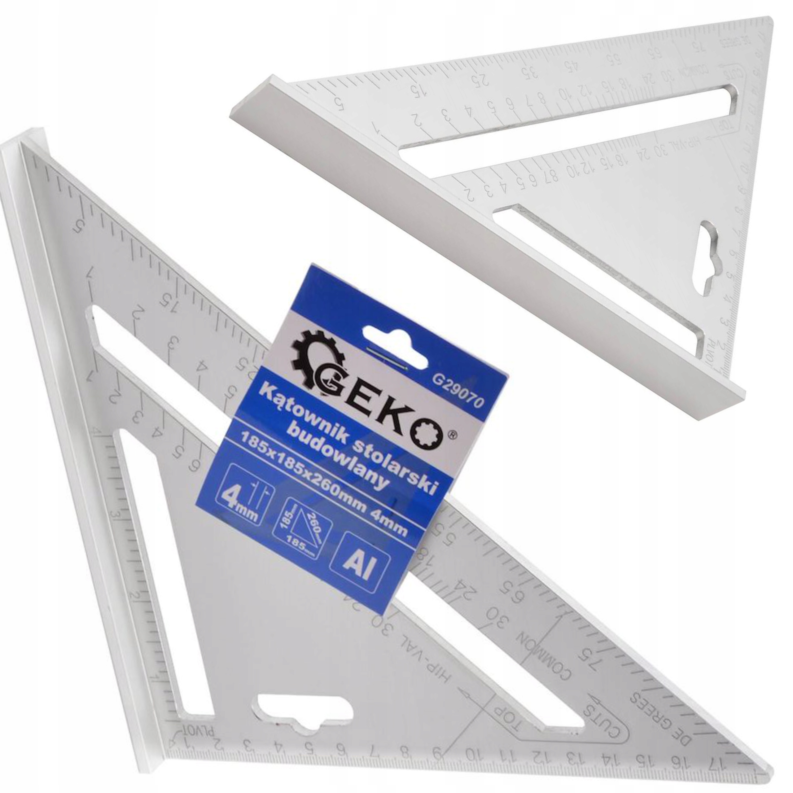 KĄTOWNIK STOLARSKI BUDOWLANY ALUMINIOWY 185X185X260MM GEKO G29070