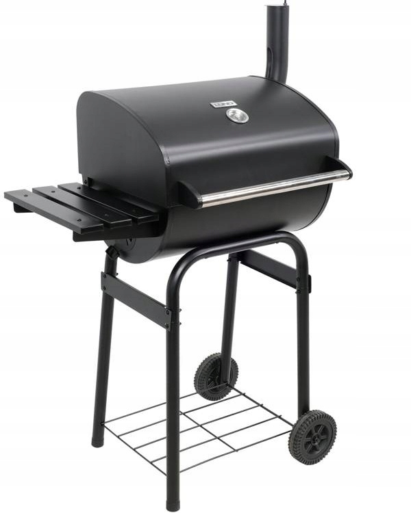 GRILL WĘGLOWY OGRODOWY Z POKRYWĄ RUSZT WĘGLOWY 47x34CM 2 PÓŁKI NA KÓŁKACH