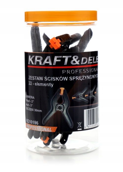 ZESTAW ŚCISKÓW SPRĘŻYNOWYCH STOLARSKICH MODELARSKICH 2/3 22ELEMENTY KD10186