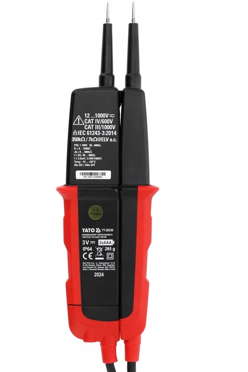 YATO DWUBIEGUNOWY MULTIMETR RĘCZNY TESTER NAPIĘCIA Z TESTEM RCD YT-28330