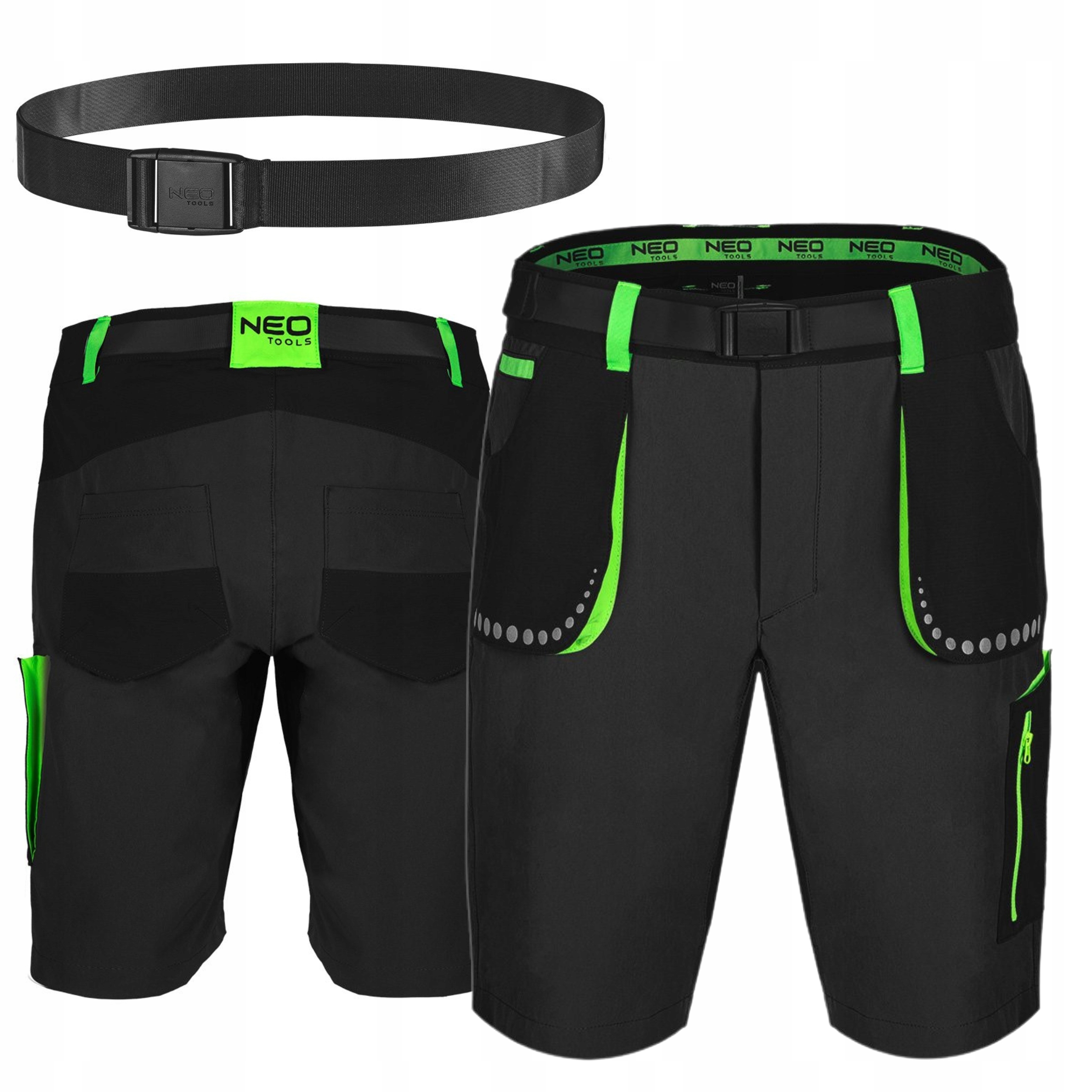 NEO KRÓTKIE SPODENKI ROBOCZE PREMIUM 4 WAY STRETCH CZARNE +PASEK 81-277 L