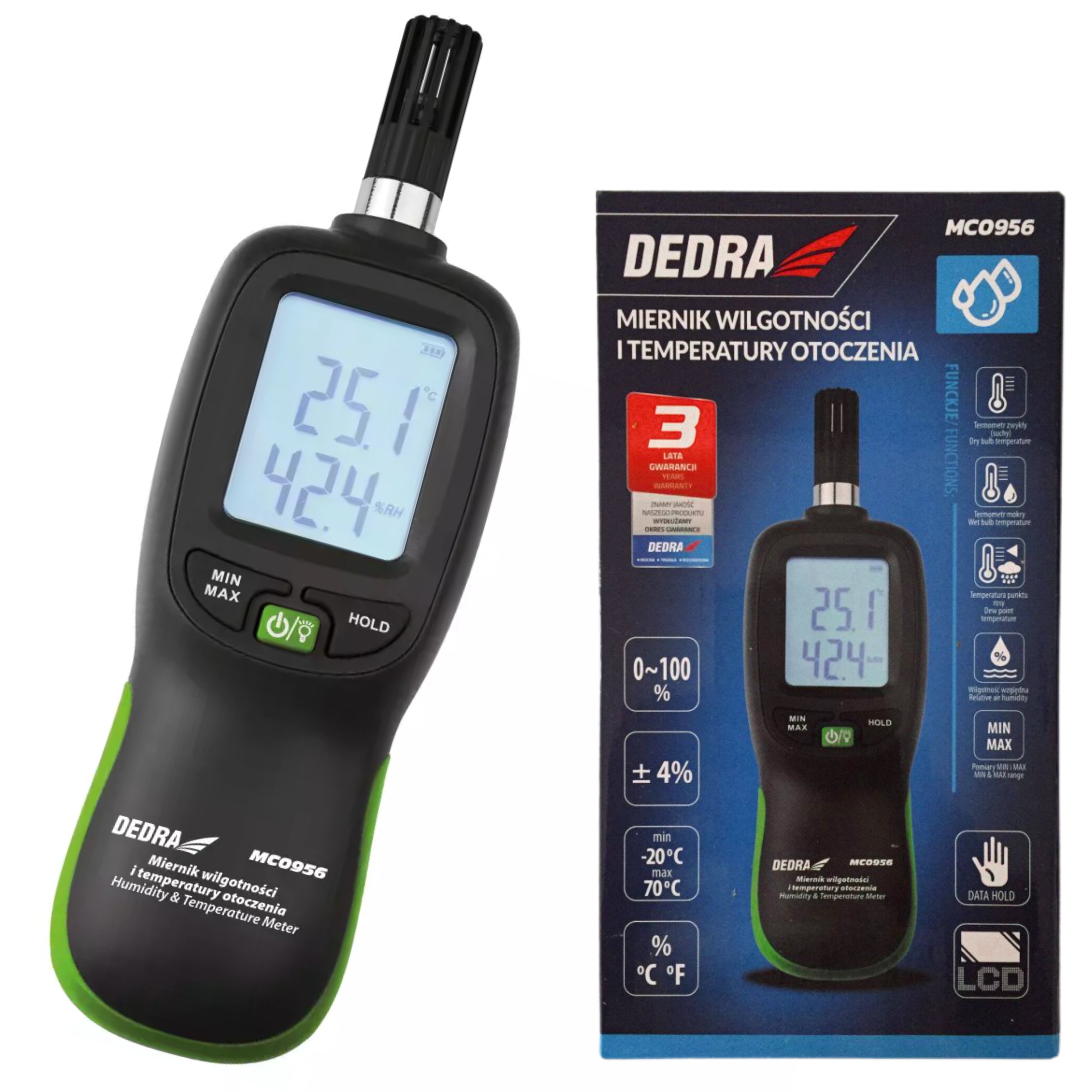 DEDRA MIERNIK MONITOROWANIE WILGOTNOŚCI I TEMPERATURY OTOCZENIA MC0956