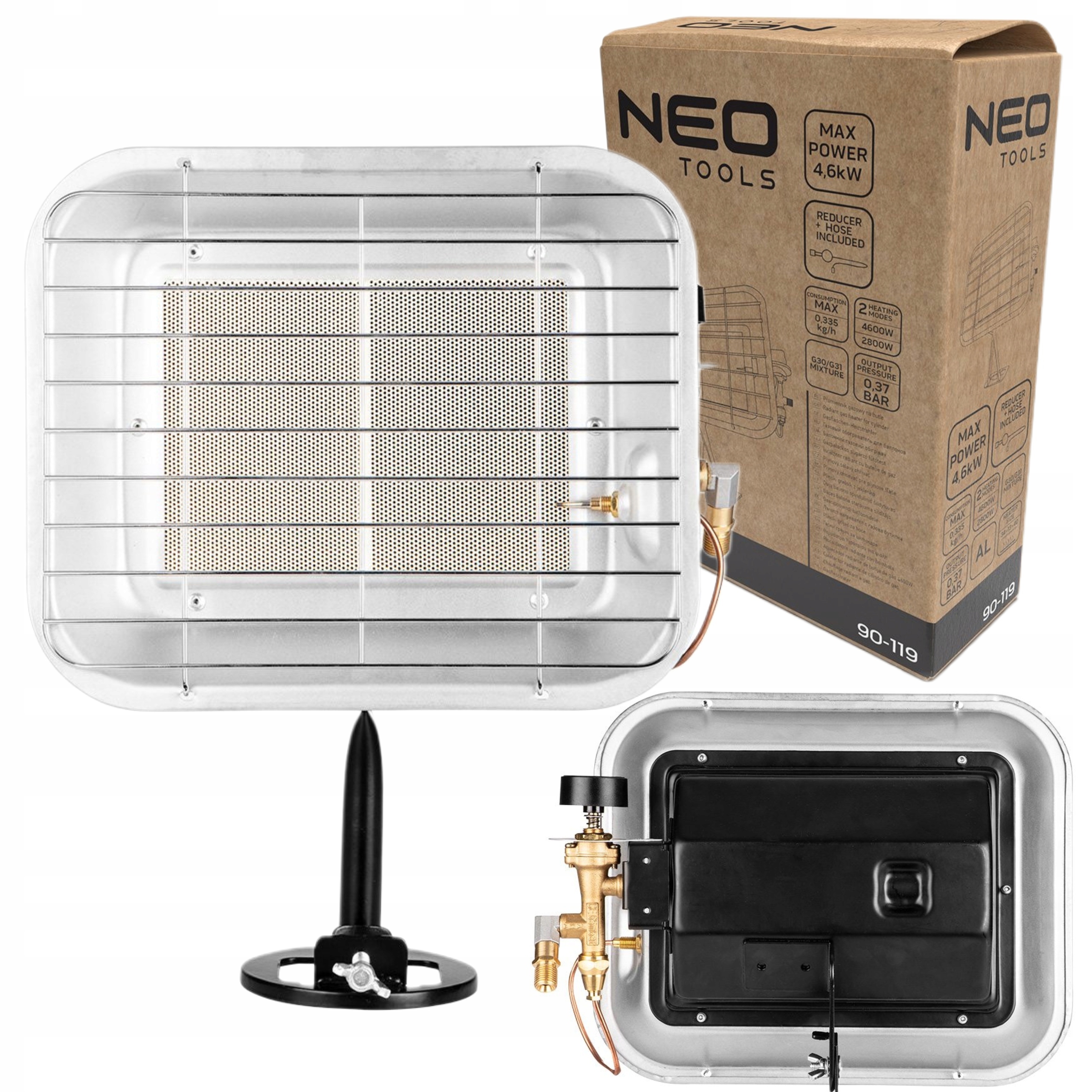 NEO PROMIENNIK GAZOWY SŁONECZKO PIECYK NA BUTLĘ GAZOWĄ 4600W REDUKTOR 4,6KW