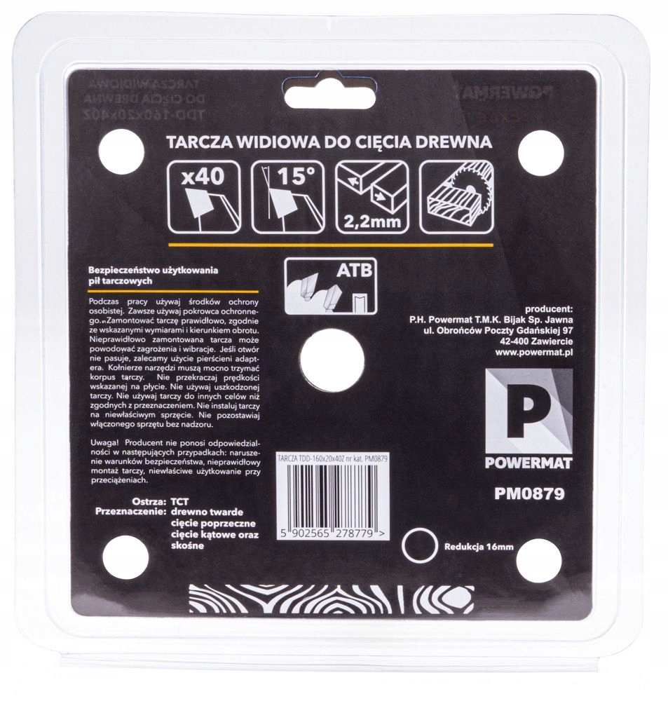 POWERMAT TARCZA WIDIOWA DO DREWNA 160x20 40z TDD-160x20x40Z