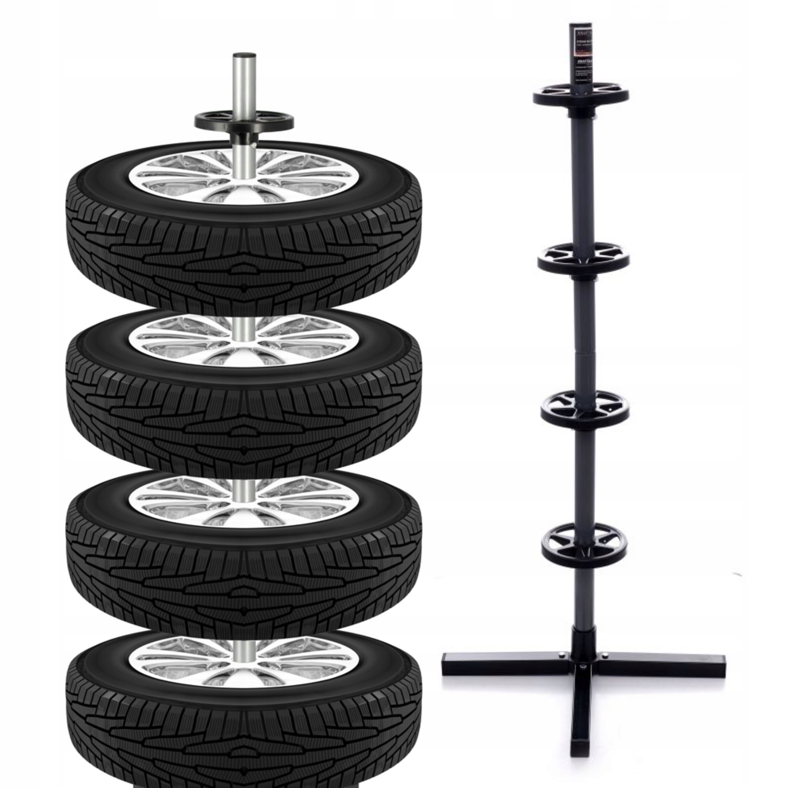 STOJAK MOBILNY NA KOŁA OPONY FELGI WIESZAK DO GARAŻU OPON REGAŁ SAMOCHODOWY