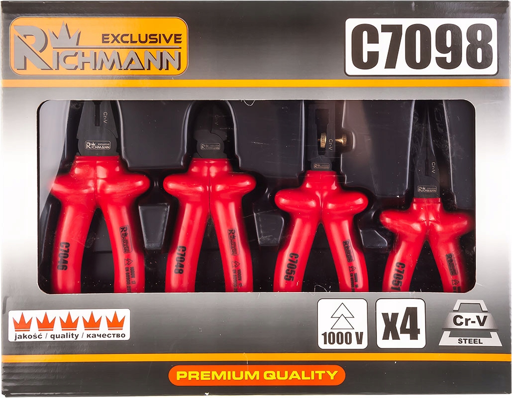 C7098 ZESTAW 4EL. SZCZYPCE IZOLOWANE ELEKTRYCZNE ŚCIĄGACZ IZOLACJI 1000V