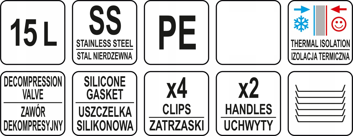 YATO GASTRO TERMOS TRANSPORTOWY OBIADOWY OKRĄGŁY 30L 4 ZATRZASKI YG-09226