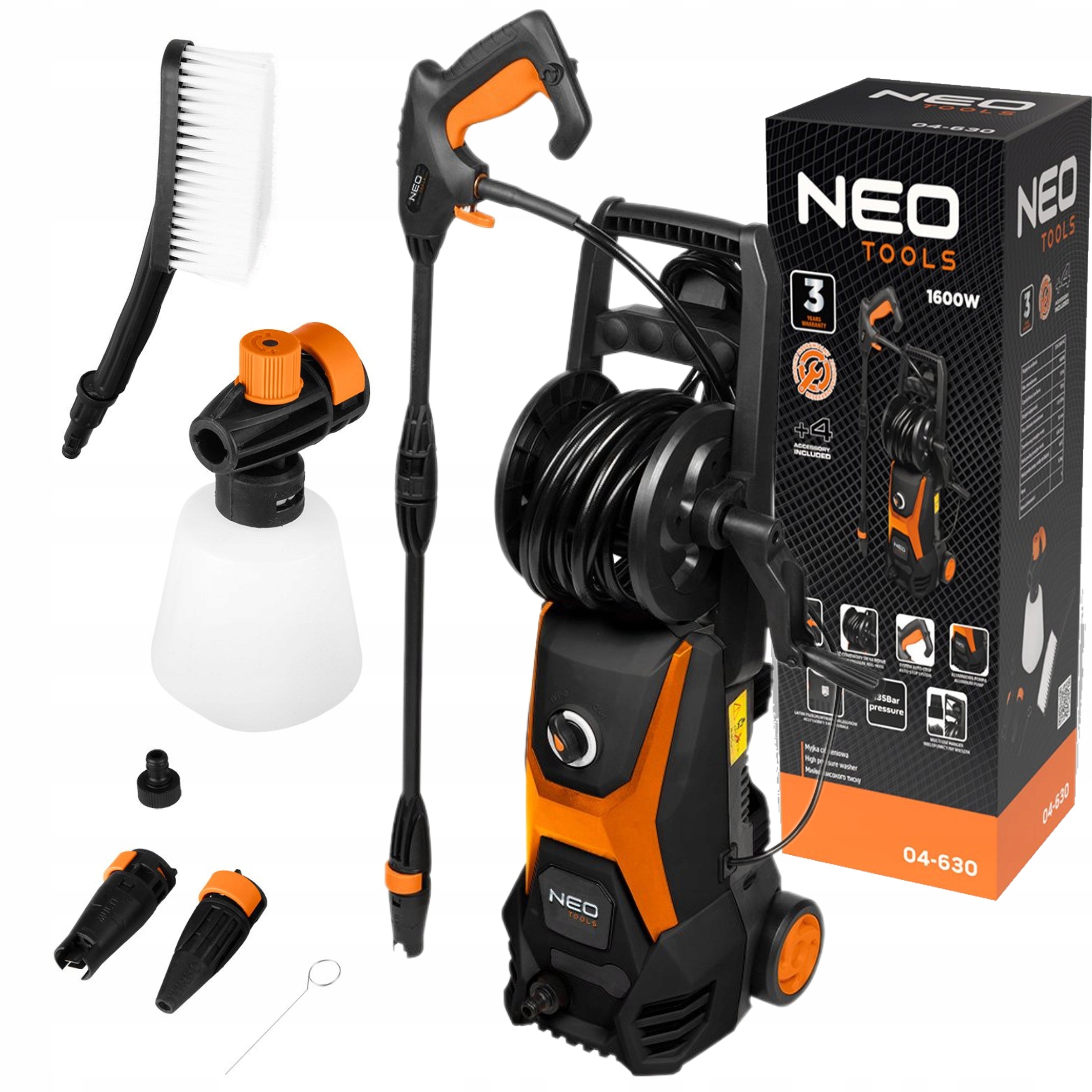 NEO MYJKA CIŚNIENIOWA 1600W 408l/h 135 bar + AKCESORIA 04-630