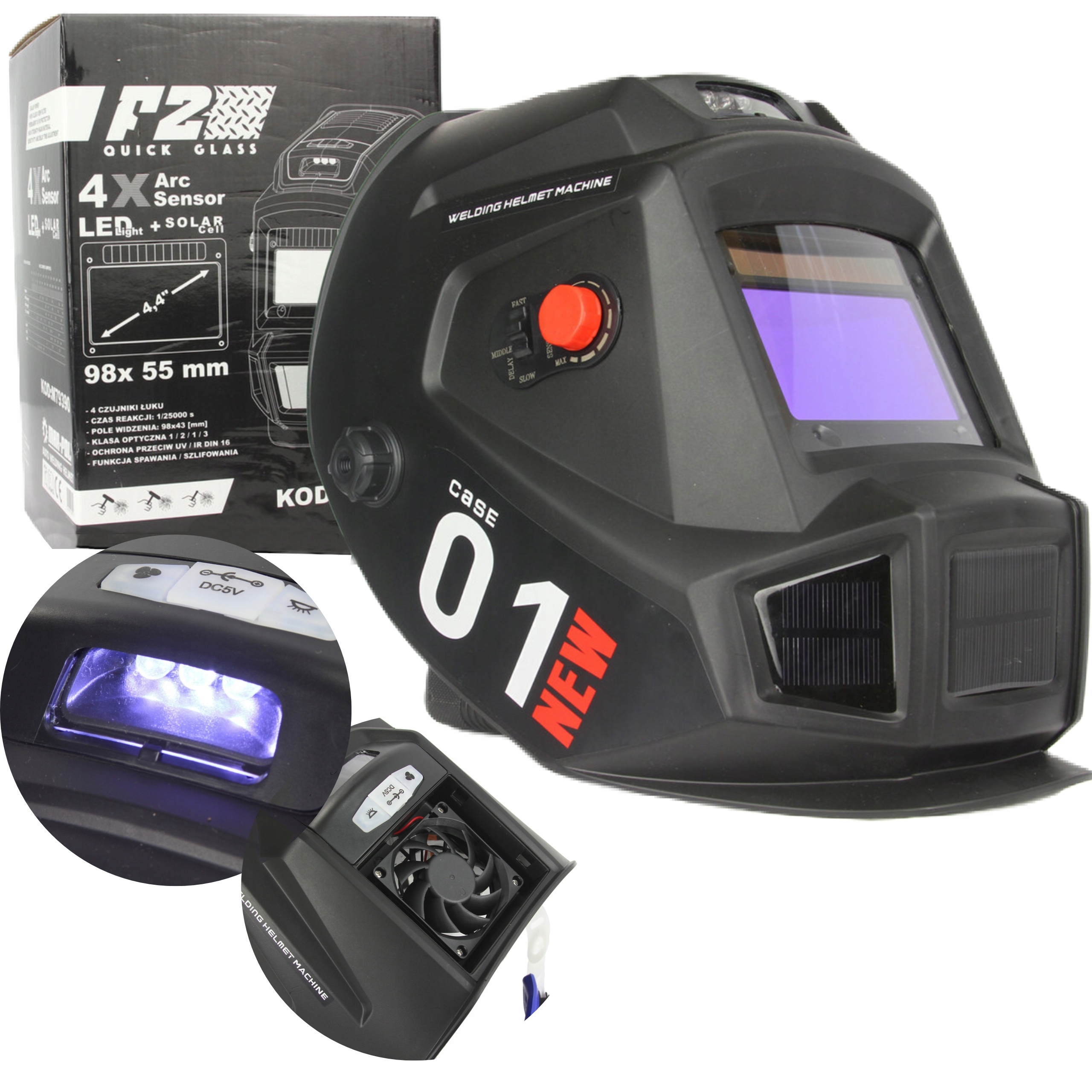 PRZYŁBICA SPAWALNICZA F2 QUICK GLASS, MIG, TIG, MAG, MMA M79390