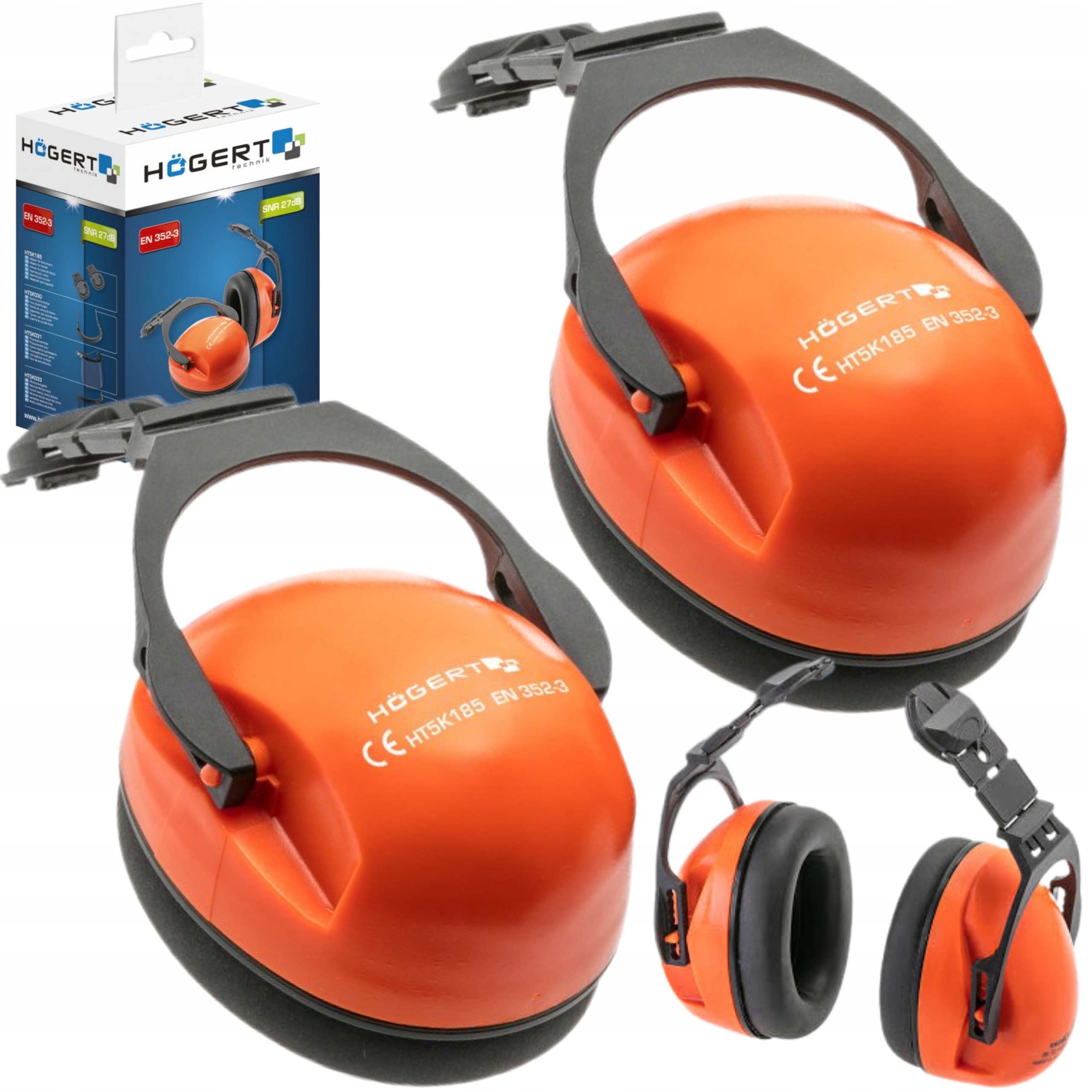 HOGERT OCHRONNIKI SŁUCHU SŁUCHAWKI POMARAŃCZOWE UNIWERSALNE HT5K179