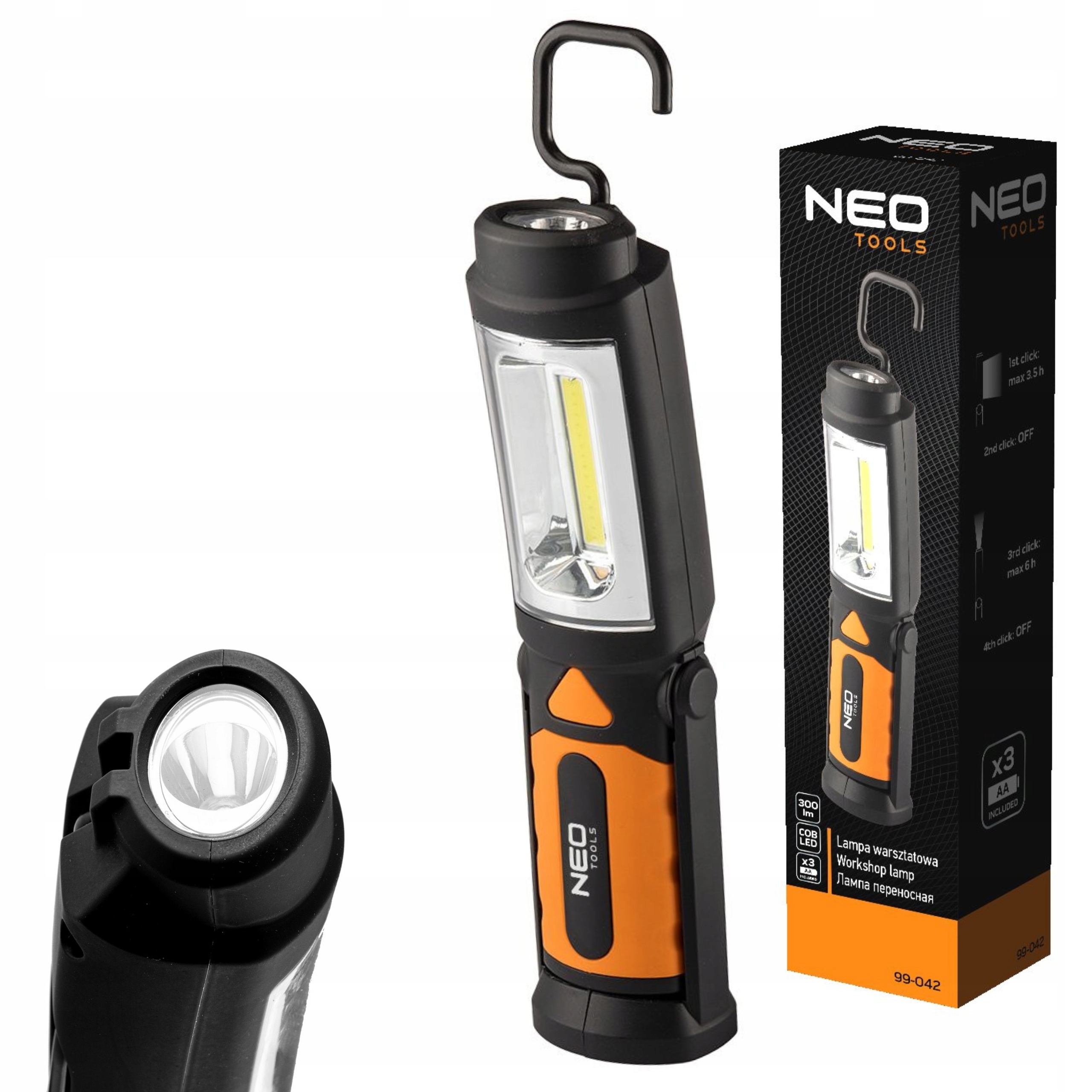 LAMPA WARSZTATOWA BATERYJNA 300LM COB NEO 99-042