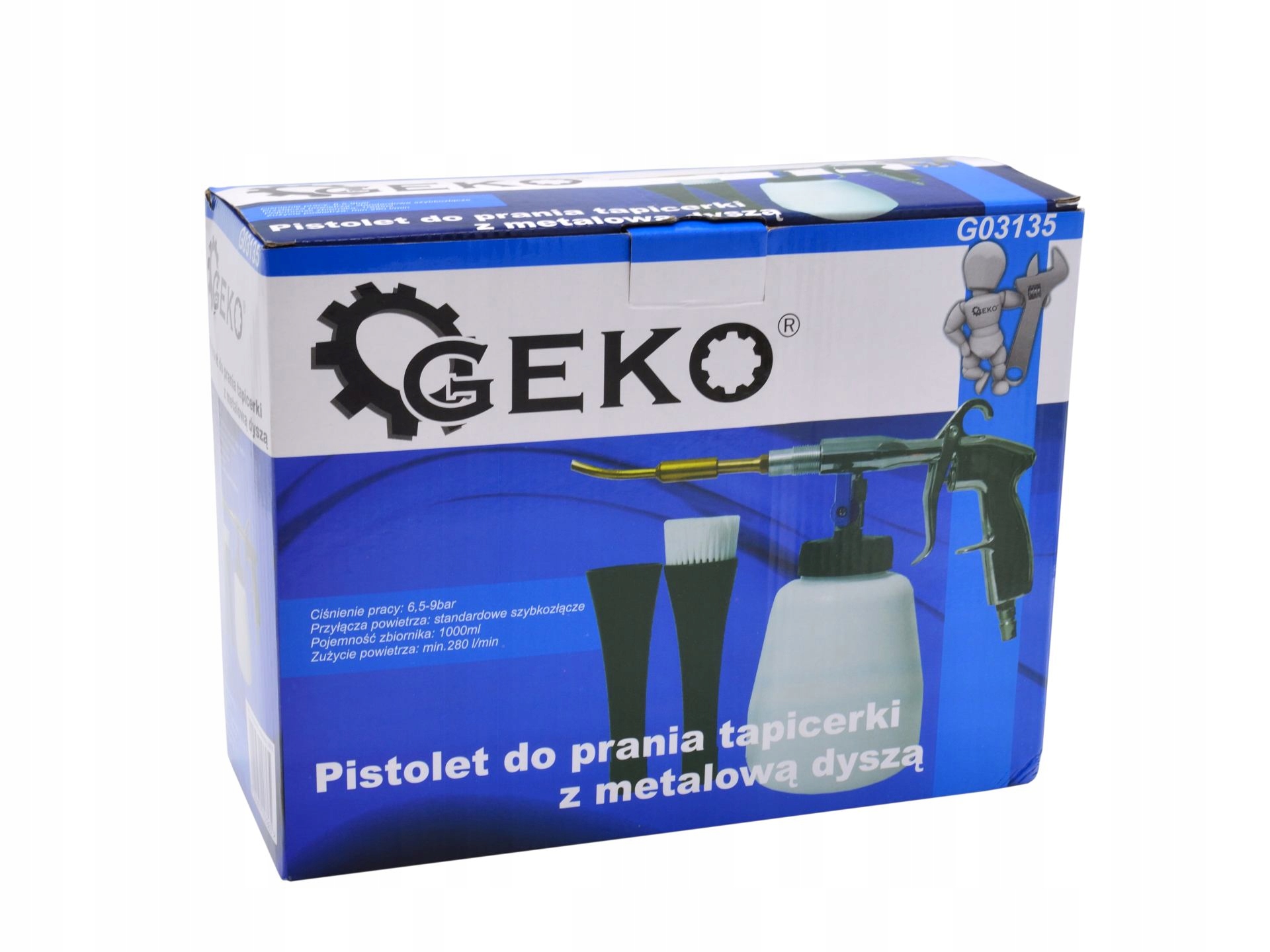 GEKO PISTOLET DO PRANIA TAPICERKI Z METALOWĄ DYSZĄ 1000 ML 6,5-9 BAR G03135