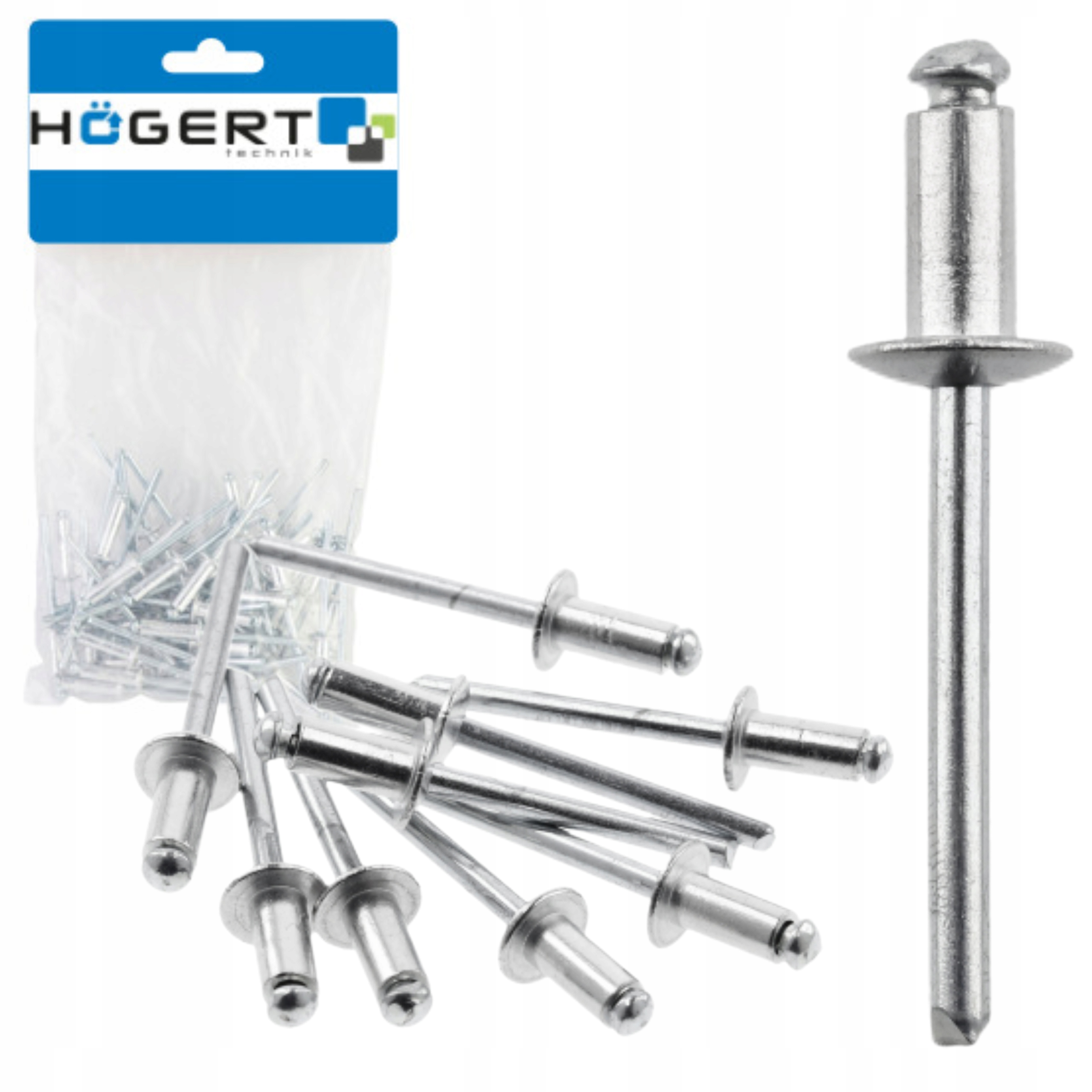 HOEGERT ZESTAW NITY 4×8mm 50 SZTUK ALUMINIUM-STAL HT2C162