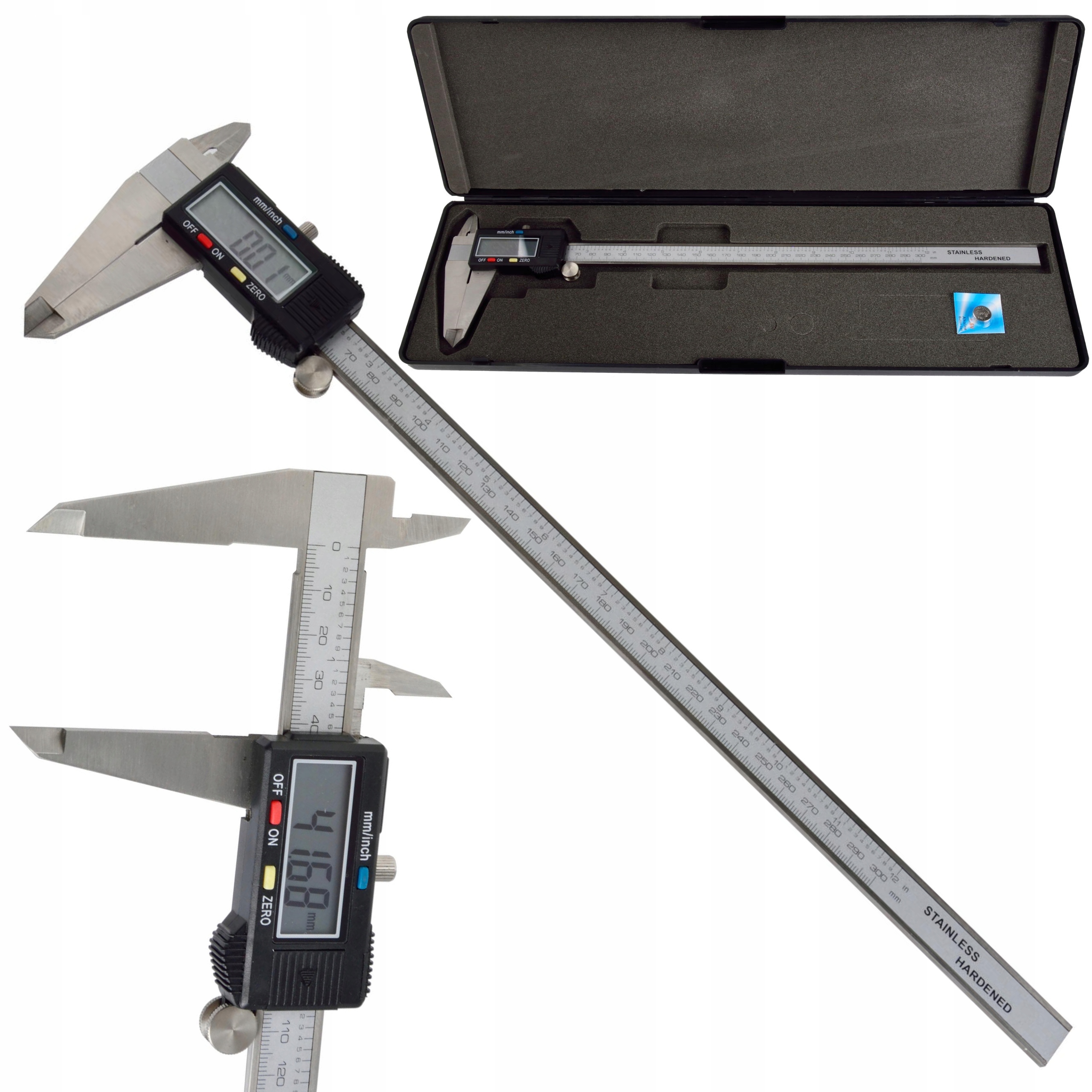 GEKO DOKŁADNA SUWMIARKA ELEKTRONICZNA 0-300MM 0,01 + WALIZKA LCD + ETUI