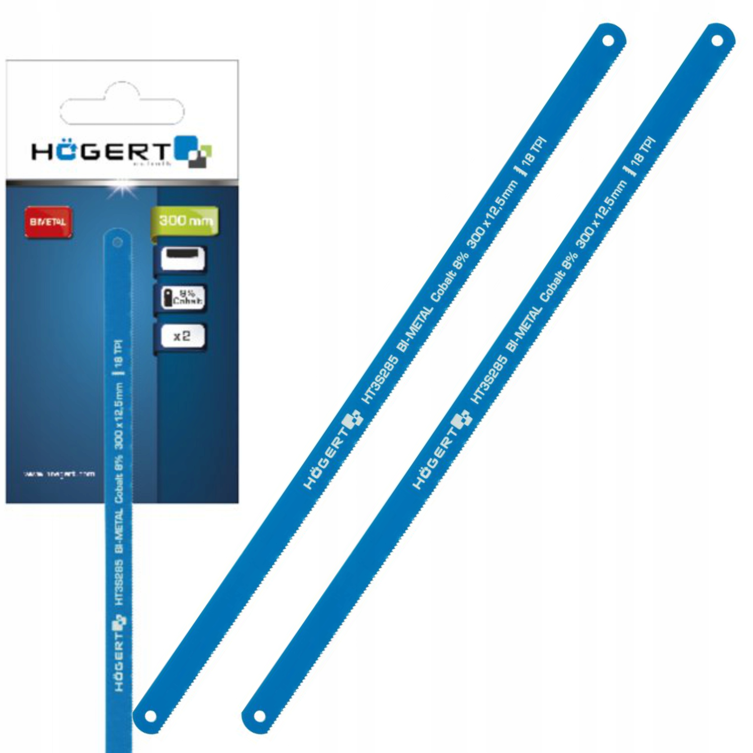 HOGERT 2x BRZESZCZOTY DO METALU 300 MM 18TPI HSS BI-METAL COBALT 8% HT3S285