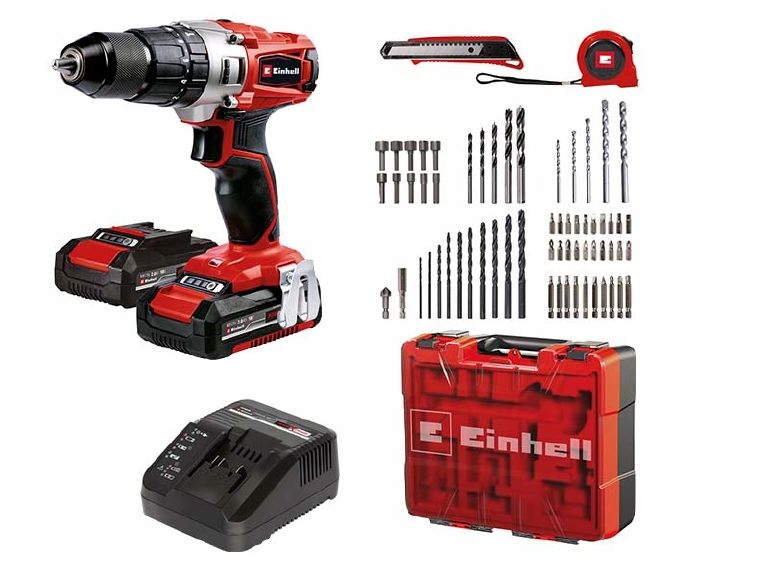 EINHELL WIERTARKO-WKRĘTARKA UDAR AKU 2x2Ah 18V WALIZKA TE-CD 18/2 Li-i +64