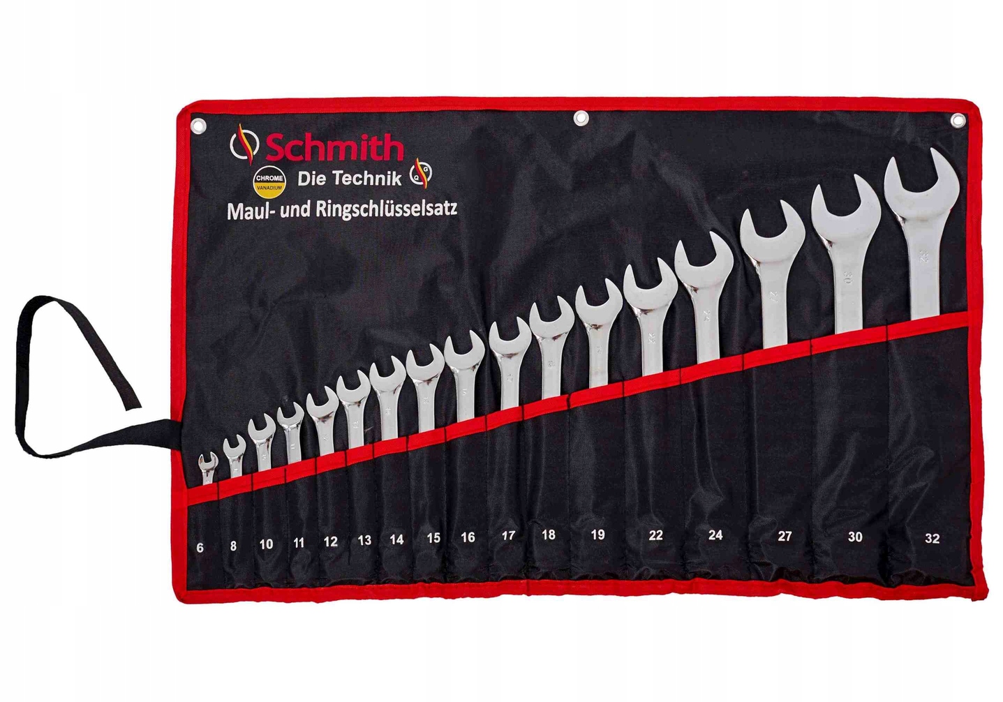 SCHMITH KLUCZE PŁASKO-OCZKOWE KUTE STALOWE ZESTAW 6-32MM 17ELEM. SQKPO-02