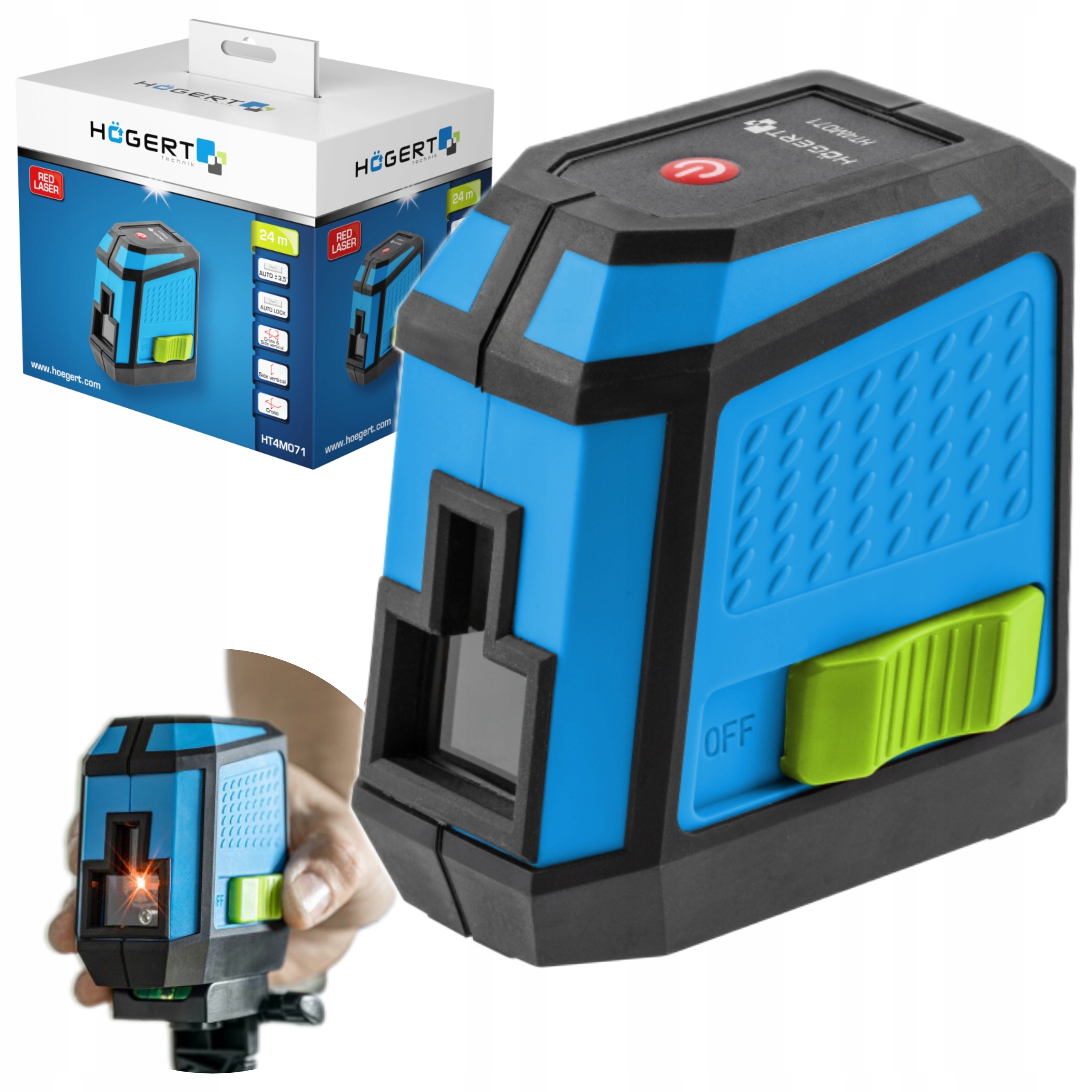 HOGERT POZIOMNICA LASEROWA CZERWONA 24M IP54 ETUI HT4M071