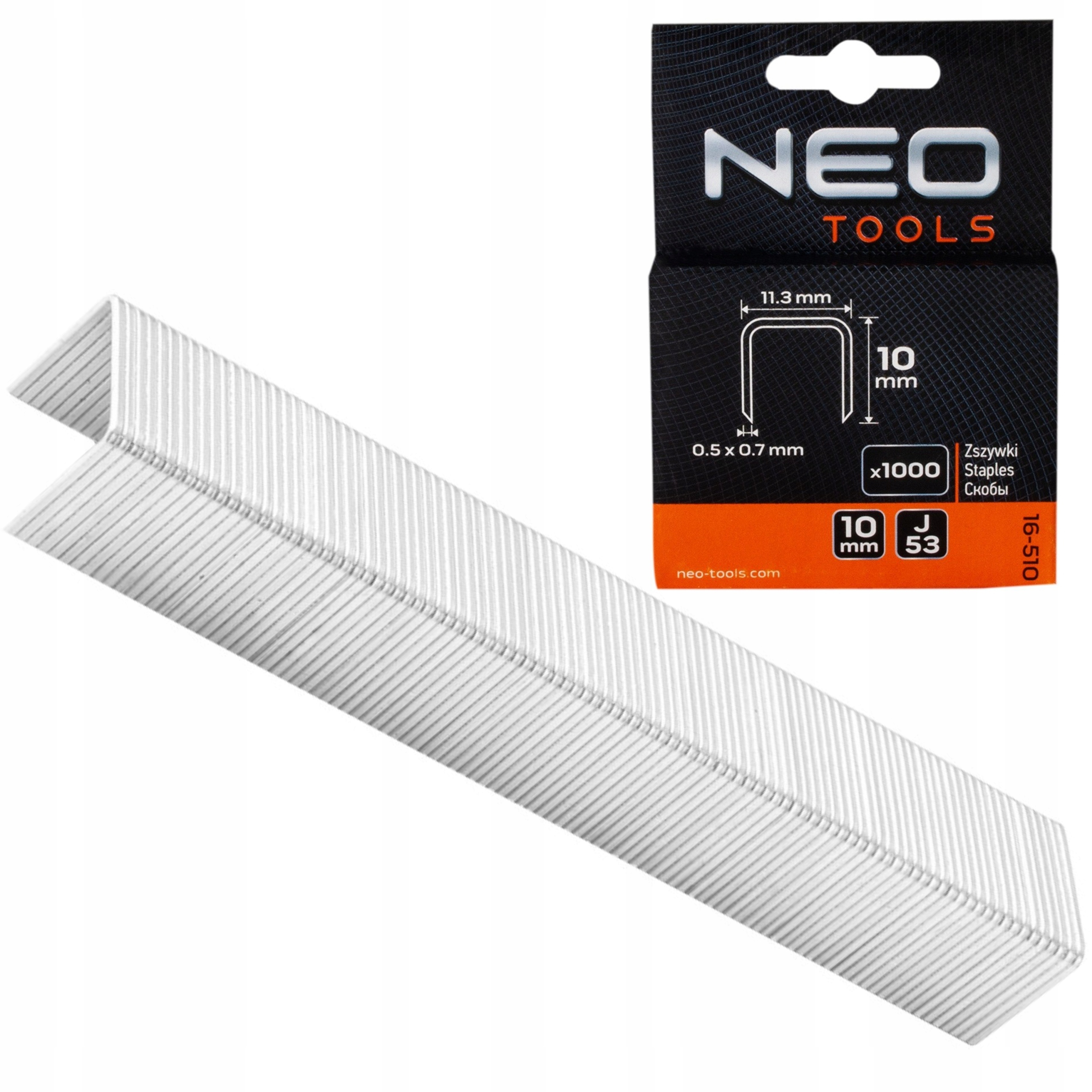 NEO TOOLS 16-510 ZSZYWKI STALOWE TYP J, 10 MM, 1000 SZT. TAPICERSKIE 16-510