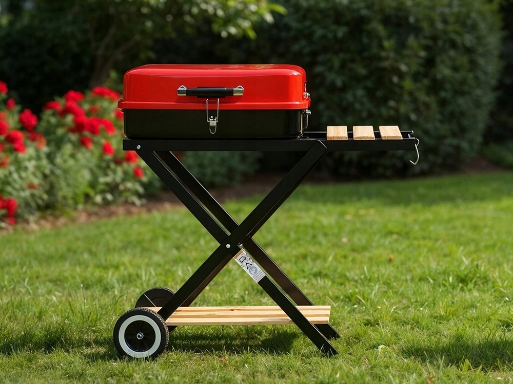 LUND GRILL WĘGLOWY OGDRODOWY SKŁADANY PRZENOŚNY 45x33,5cm CHROMOWANY RUSZT