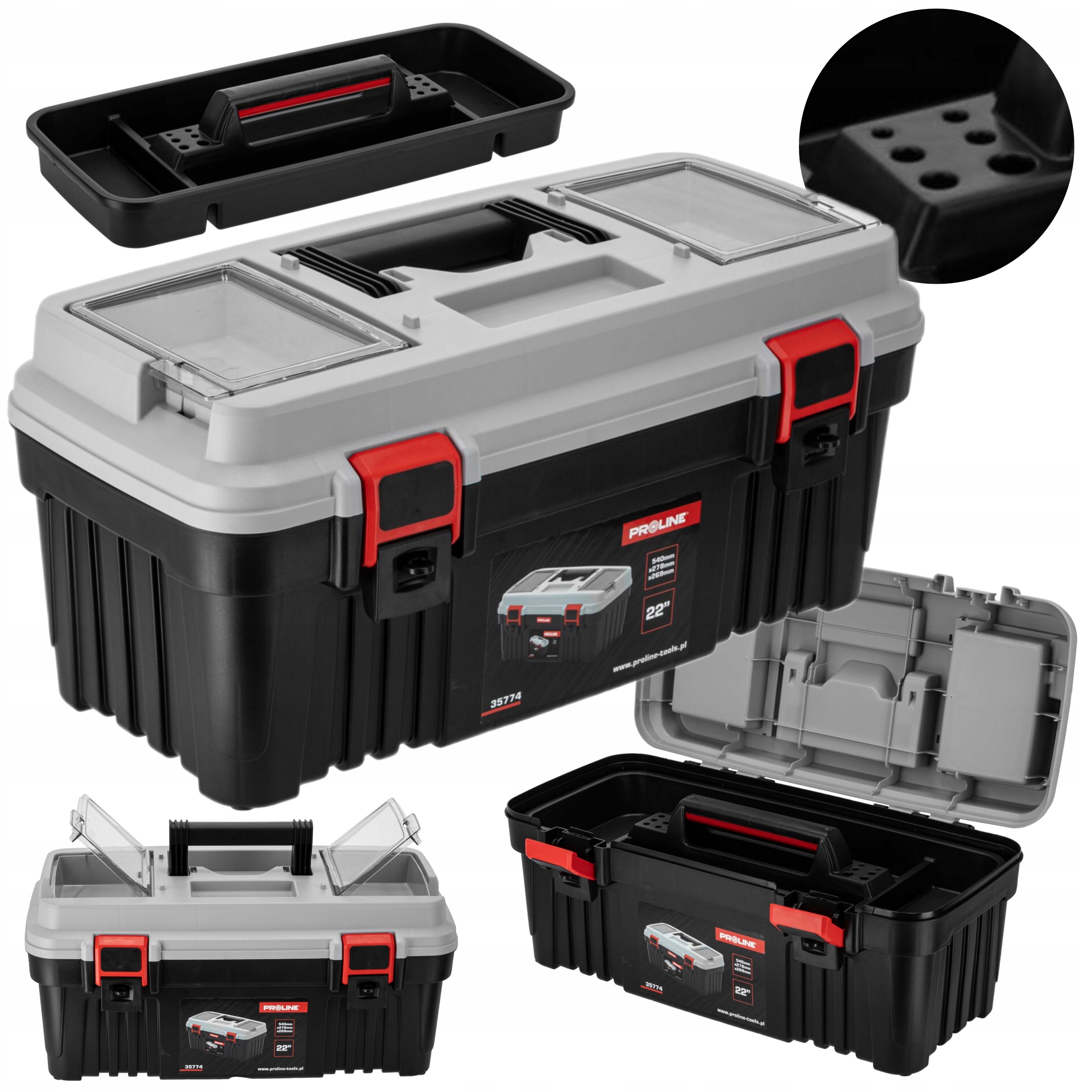 PROLINE SKRZYNKA NARZĘDZIOWA Z 2 KLAMRAMI 22 CALE 540x278x269mm TACKA 35774