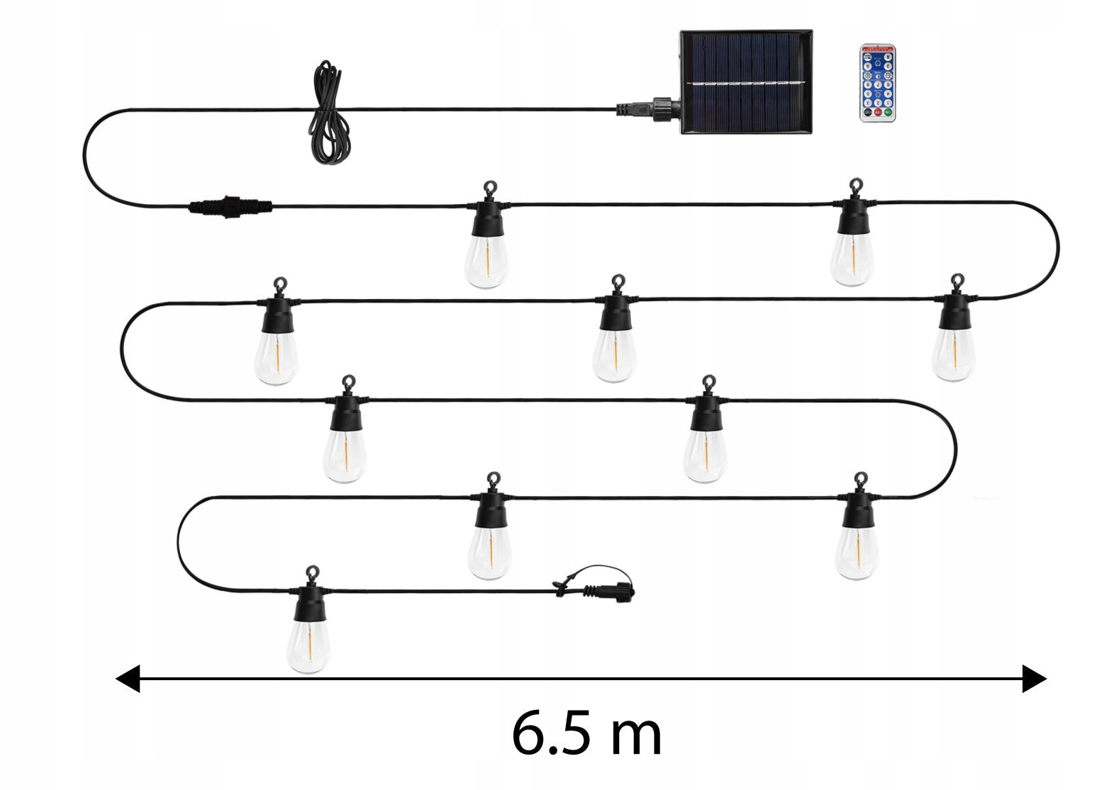 NEO GIRLANDA SOLARNA 6,5M 10 LAMP ŻARÓWEK BALKONOWA DO OGRODU TARAS 99-116