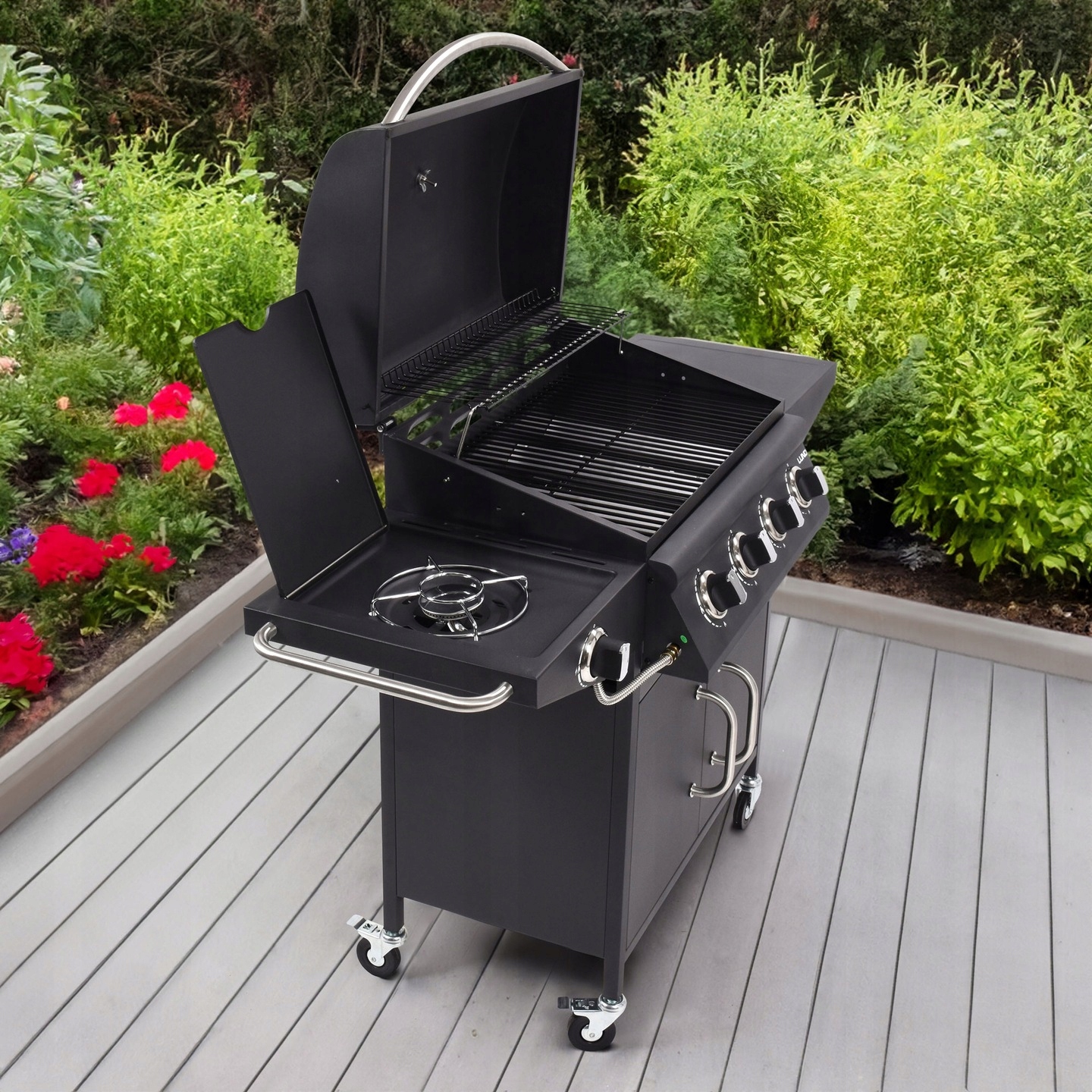 GRILL GAZOWY OGRODOWY 4+1 LUND 16KW PALNIK BOCZNY PORCELANOWY RUSZT 99643
