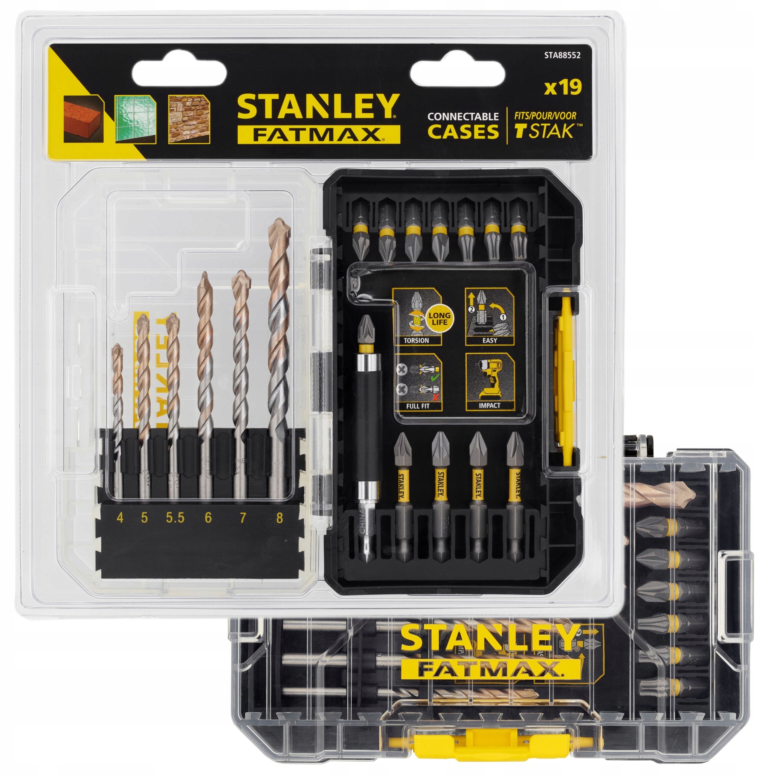 STANLEY ZESTAW 19el NASADEK UDAROWYCH 1/4" +WIERTŁA WALIZKA FATMAX STA88552
