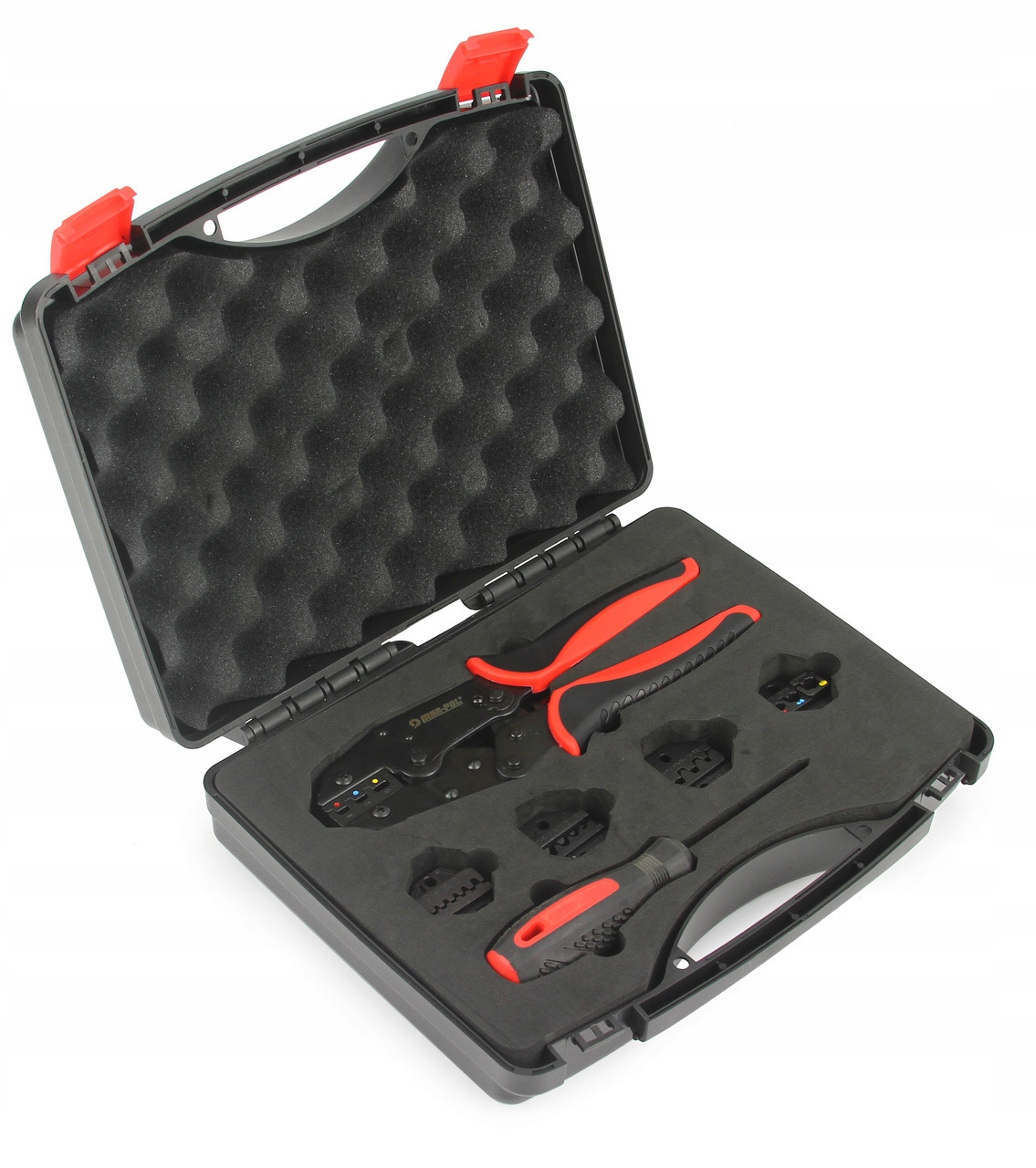 SZCZYPCE ZACISKARKA KONEKTORÓW 5 MATRYC ŚCIĄGACZ IZOLACJI KABLI PRZEWODÓW