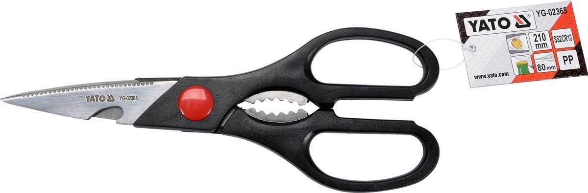 YATO NOŻYCZKI KUCHENNE UNIWERSALNE OTWIERACZ STAL NIERDZ 21CM YG-02365